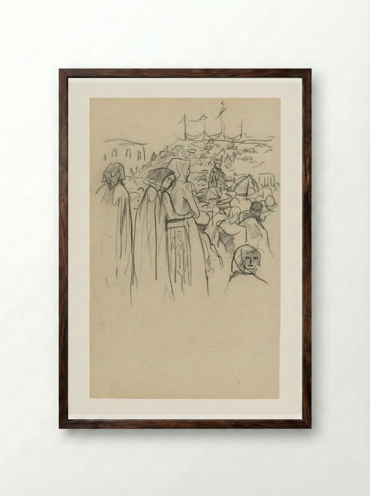 Toeschouwers bij de kroningsoptocht van de Tsaar - Marius Bauer - Framed Print Dark Wood