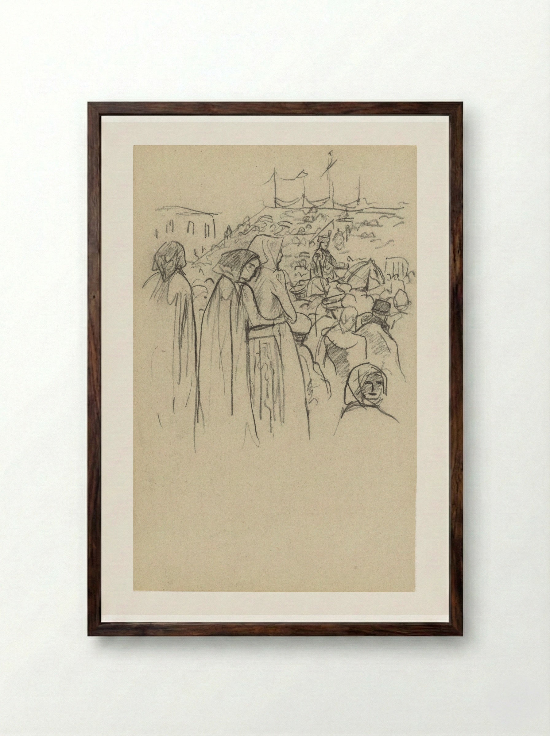 Toeschouwers bij de kroningsoptocht van de Tsaar - Marius Bauer - Framed Print Dark Wood