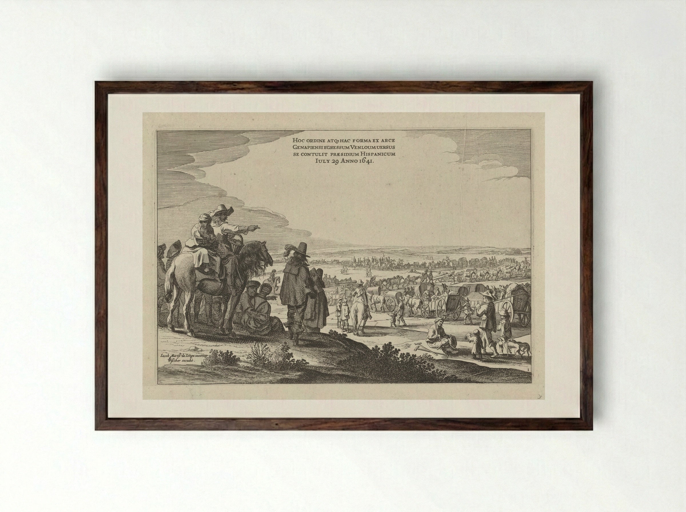 Toeschouwers bij het vertrek van het Spaanse garnizoen uit Gennep - Pieter Nolpe - Framed Print Dark Wood