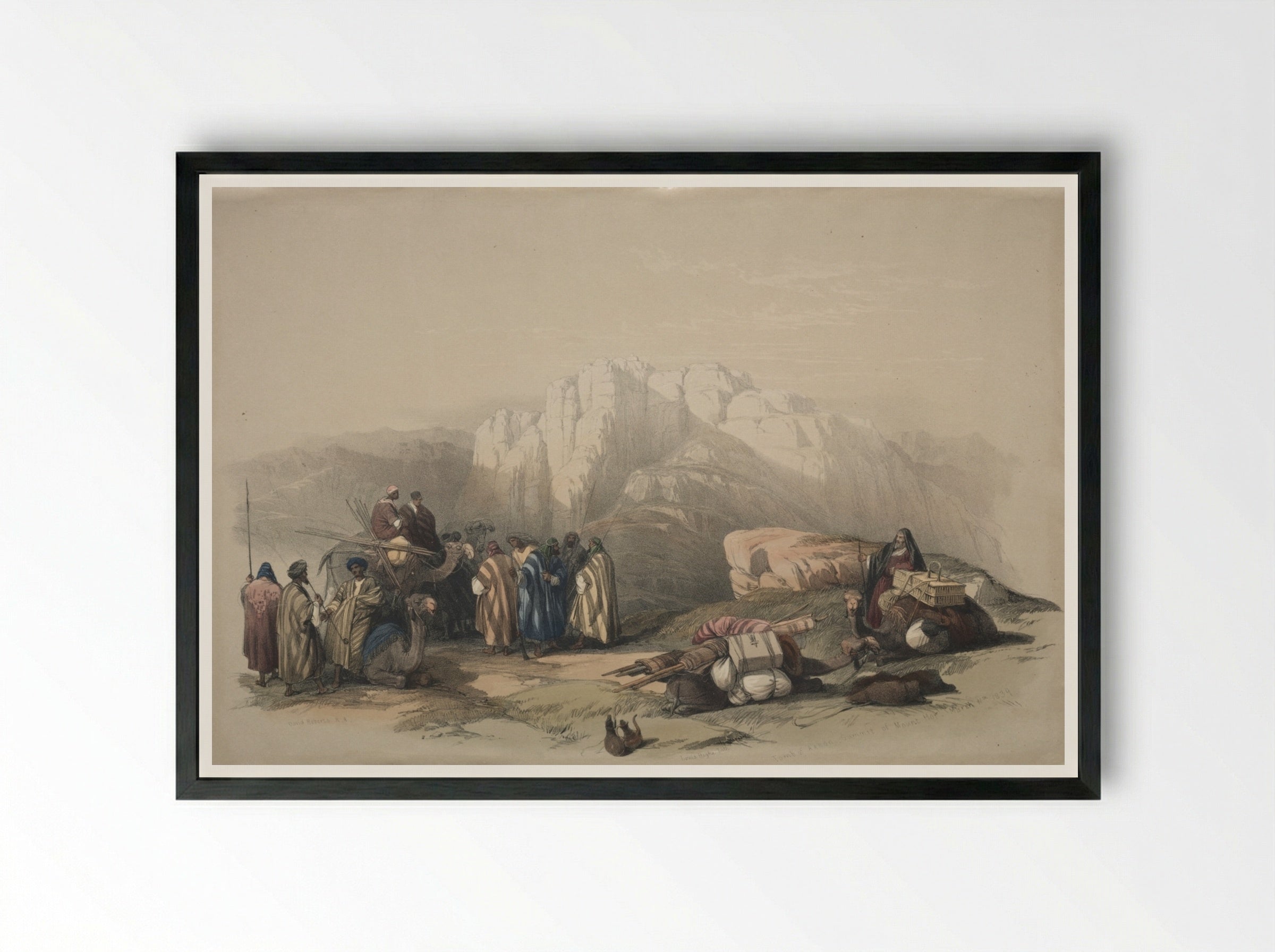 Tomb of Aaron, Summit of Mount Horeb - David Roberts - Framed Print Black