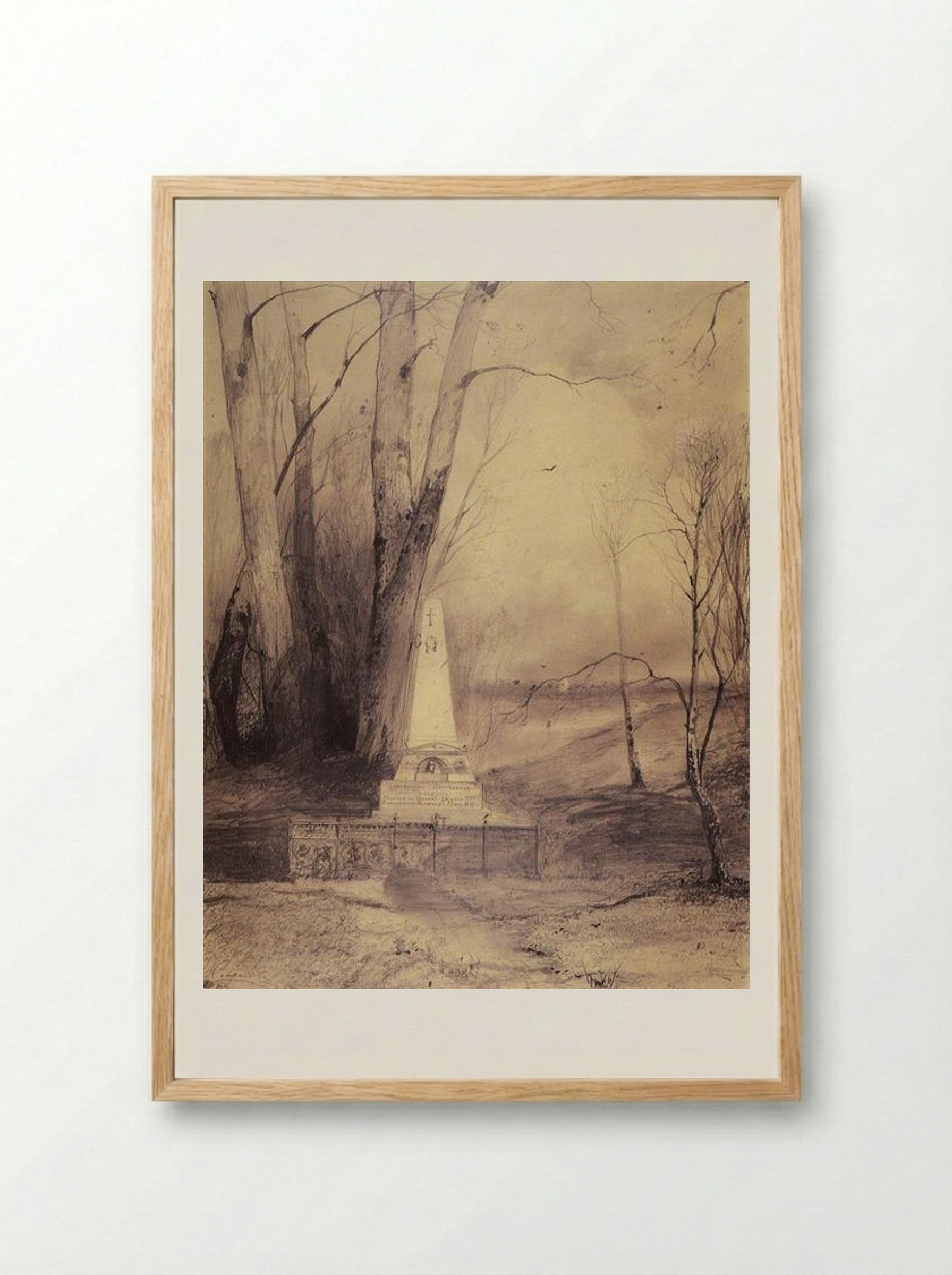 Tomb of Alexander Pushkin in Svyatogorsky Monastery - Aleksey Savrasov - Framed Print Wood