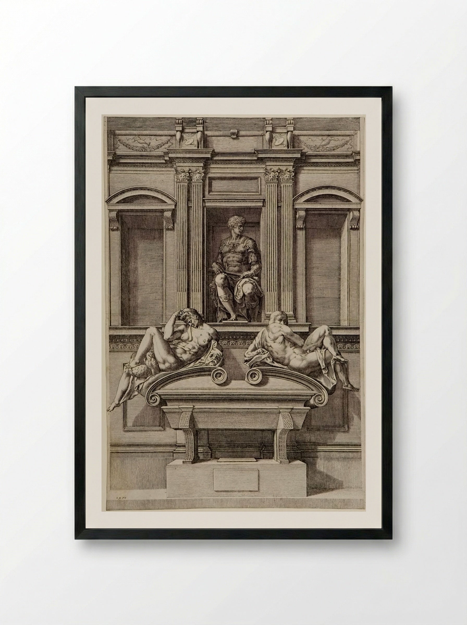Tomb of Giuliano de' Medici - Cornelis Cort - Framed Print Black