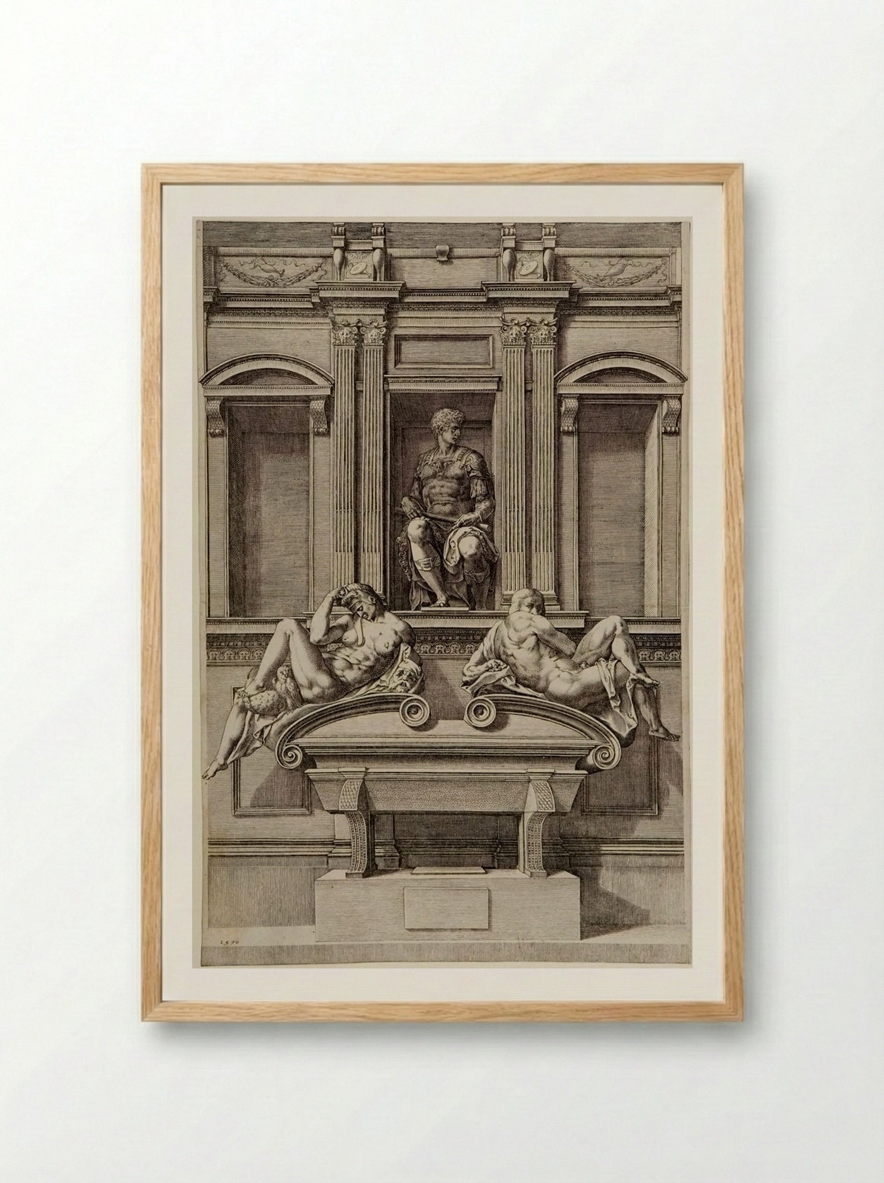 Tomb of Giuliano de' Medici - Cornelis Cort - Framed Print Wood