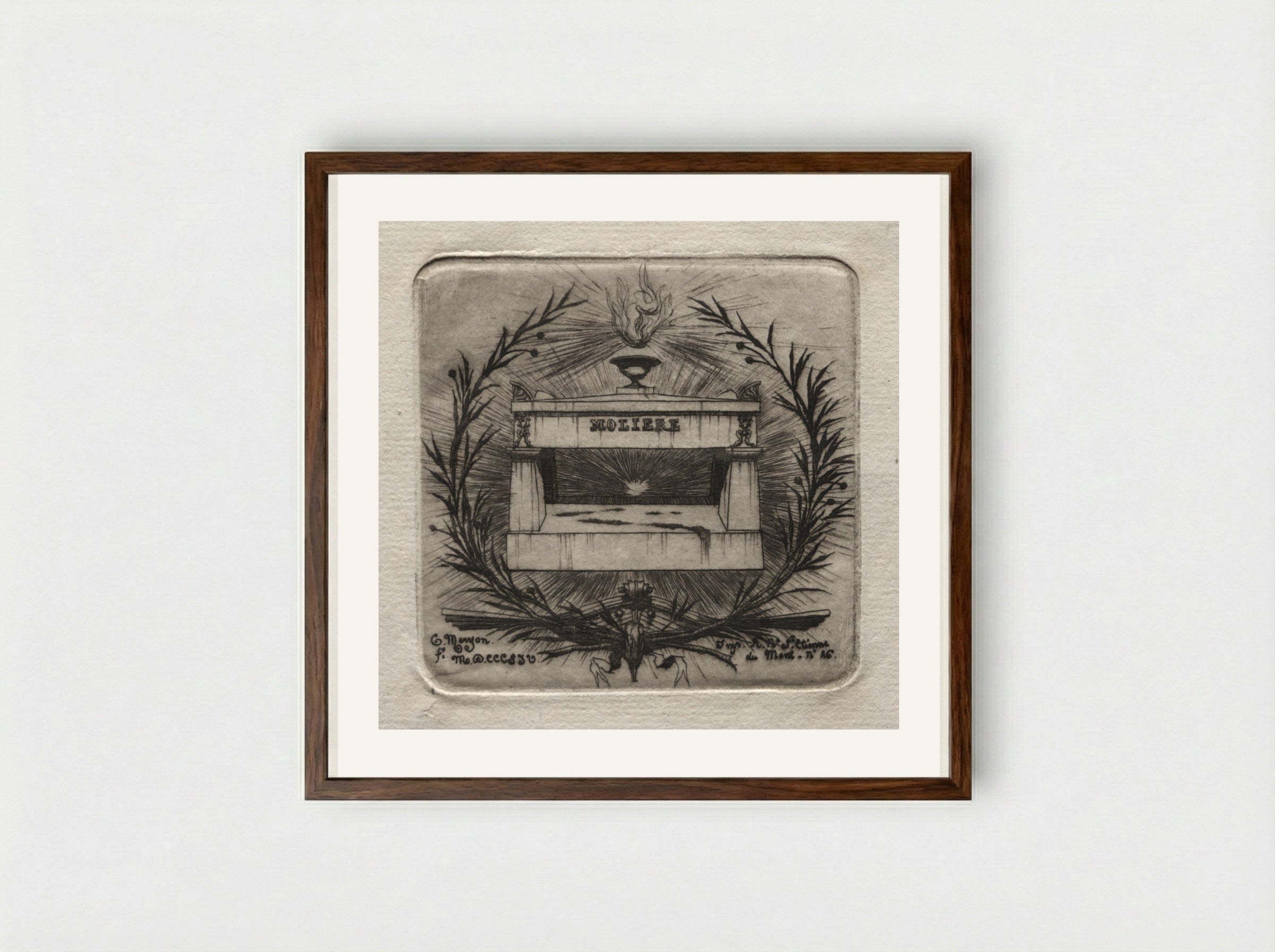 Tomb of Molière - Charles Meryon - Framed Print Dark Wood