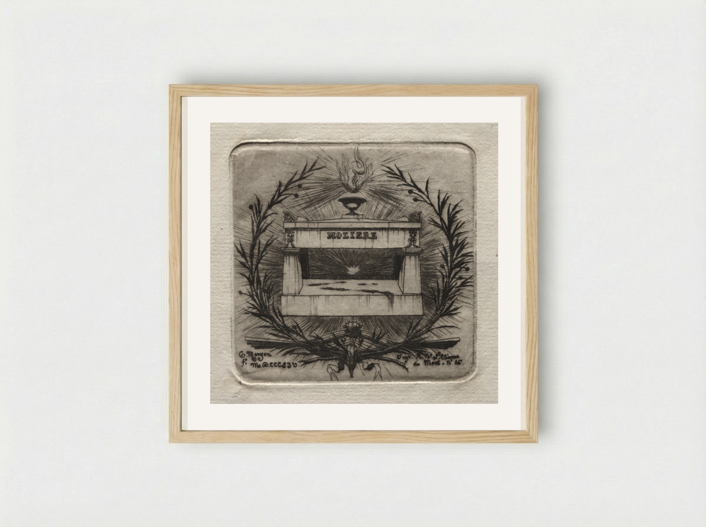 Tomb of Molière - Charles Meryon - Framed Print Wood