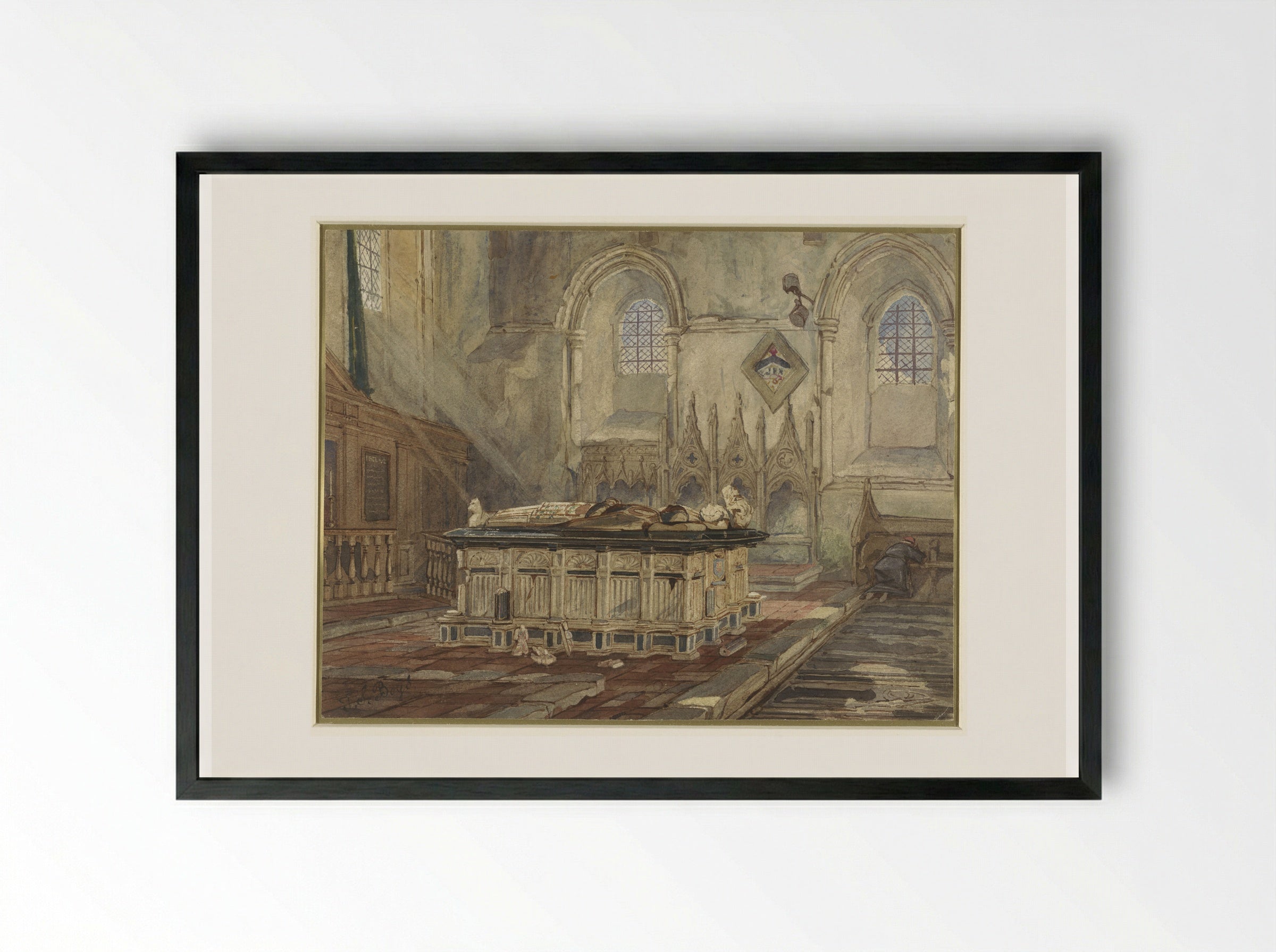 Tomb of Sir George Brooke, Lord Cobham and his wife Anne - Thomas Shotter Boys - Framed Print Black