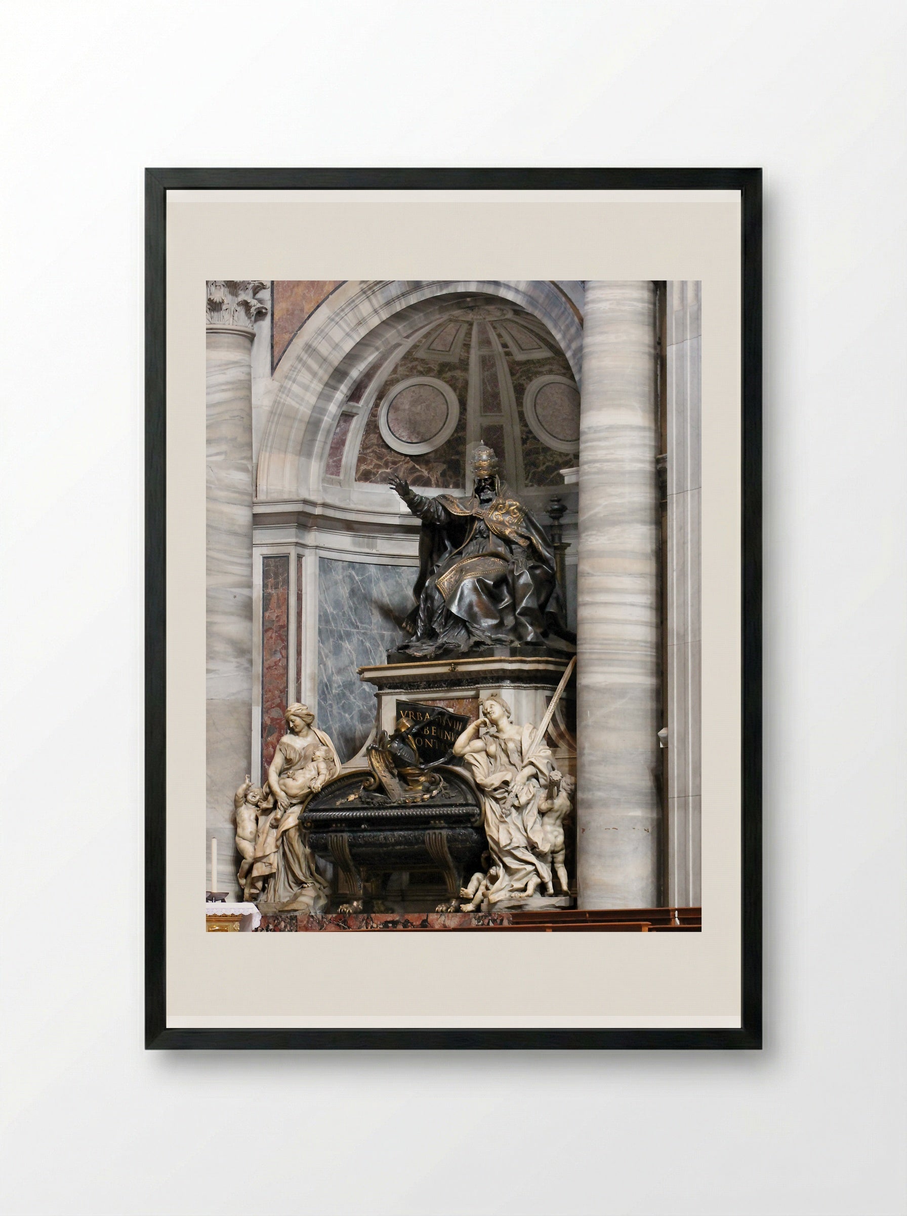 Tomb of Urban VIII - Gian Lorenzo Bernini - Framed Print Black