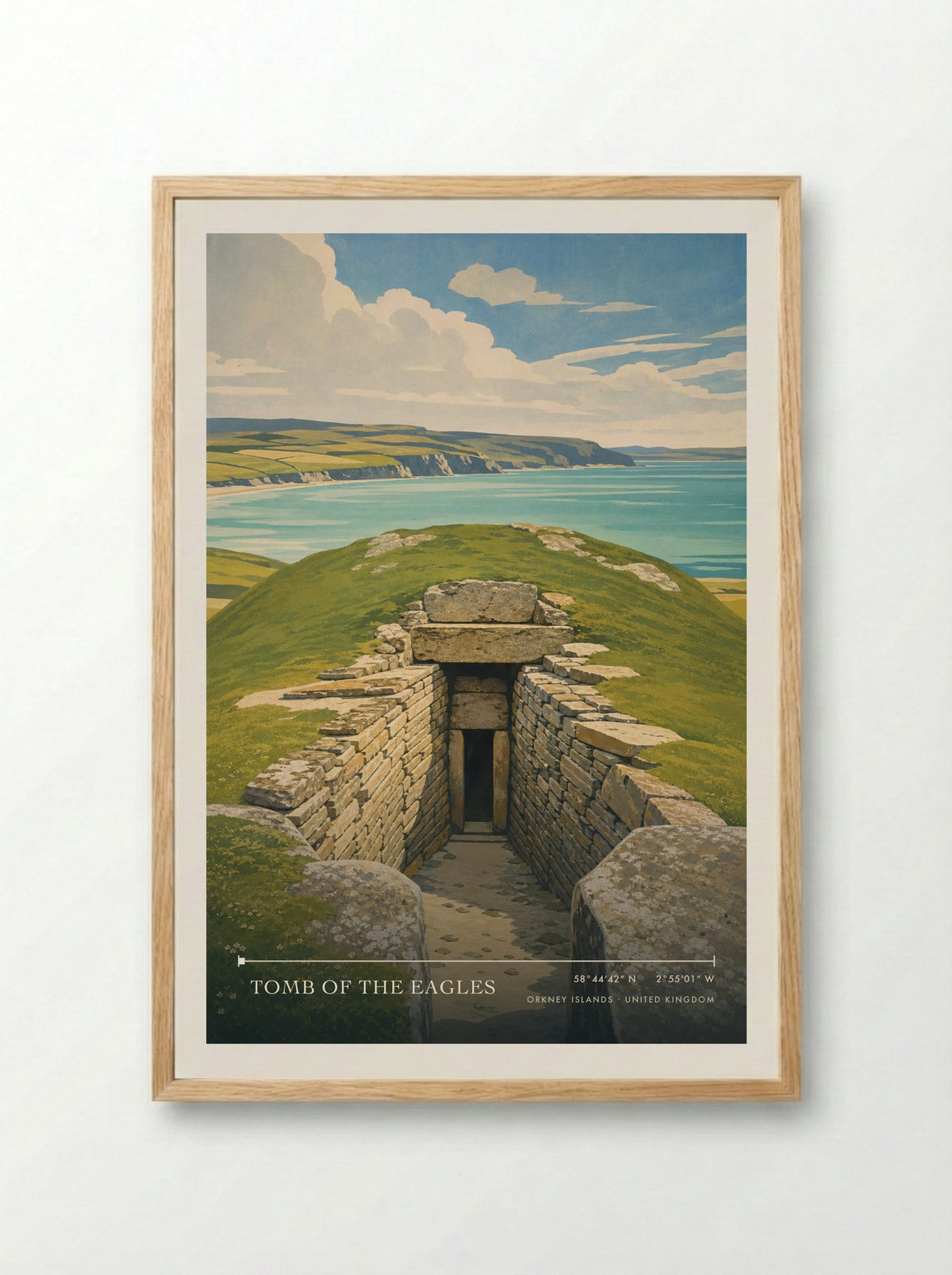 Tomb of the Eagles Orkney Islands United Kingdom Travel Poster - Framed Print Wood