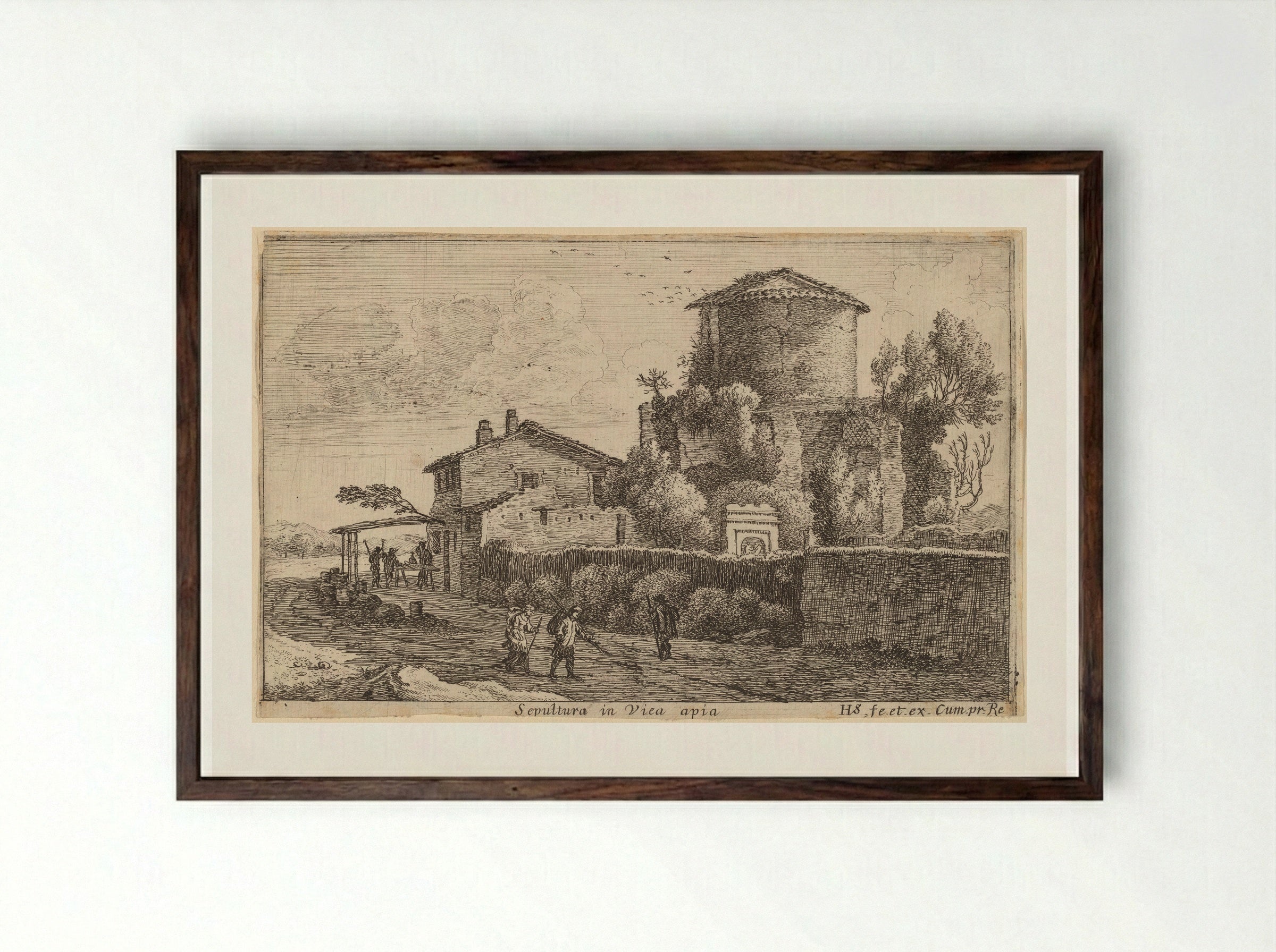 Tomb on the Via Appia - Herman van Swanevelt - Framed Print Dark Wood