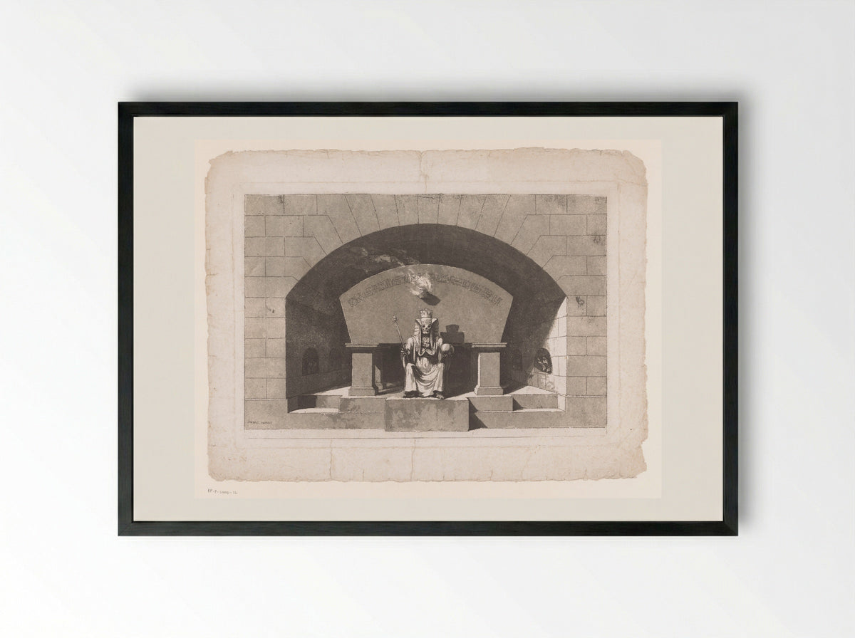 Tomb with Death Dressed as an Egyptian Pharaoh - Louis Jean Desprez - Framed Print Black