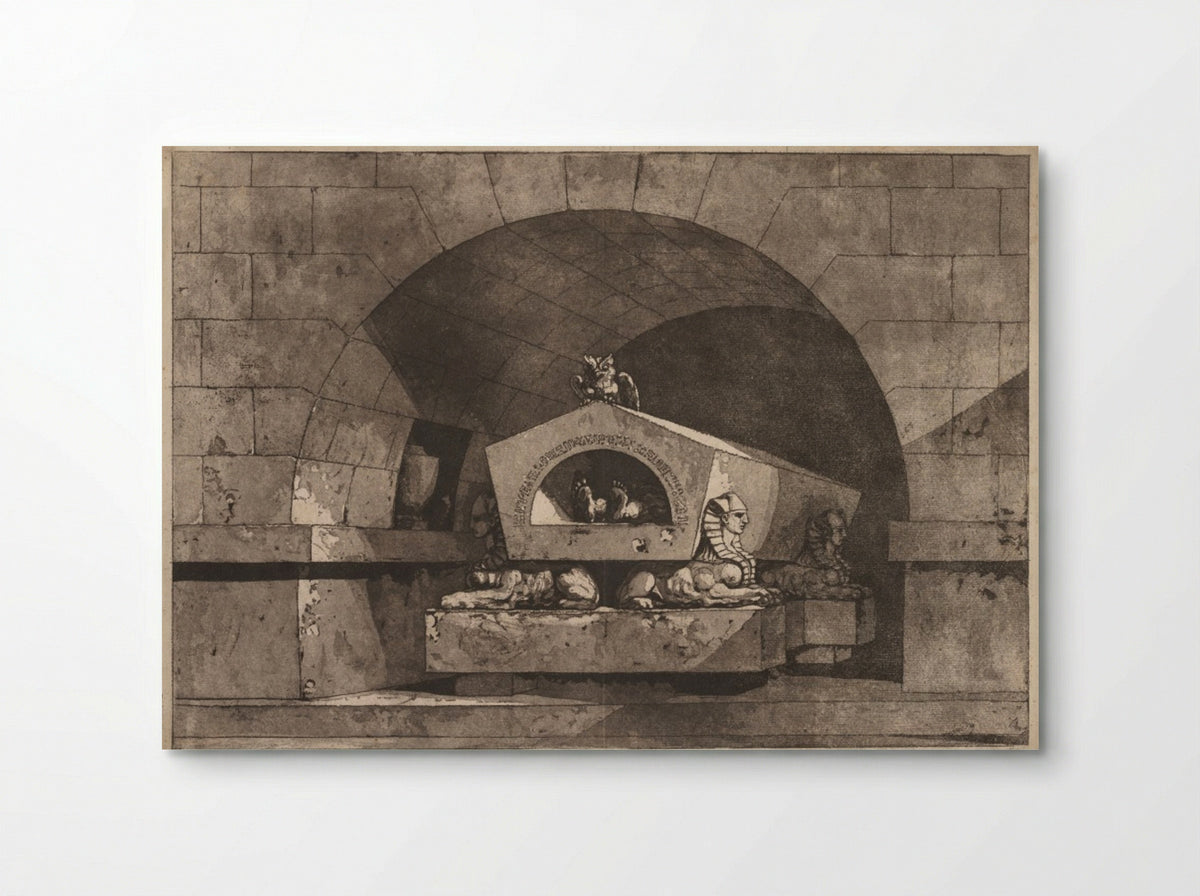 Tomb with Sphinxes and an Owl - Louis Jean Desprez - Poster