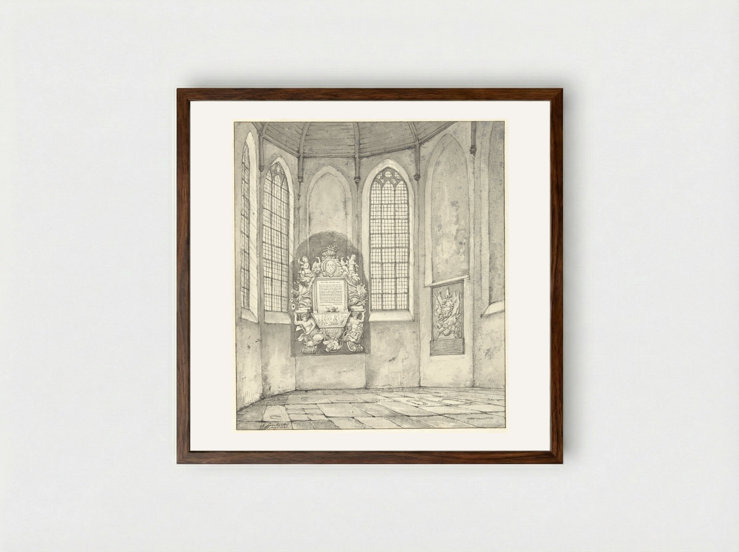 Tombe van Anthony Pieterson in de kerk te Monster - Gerrit Lamberts - Framed Print Dark Wood