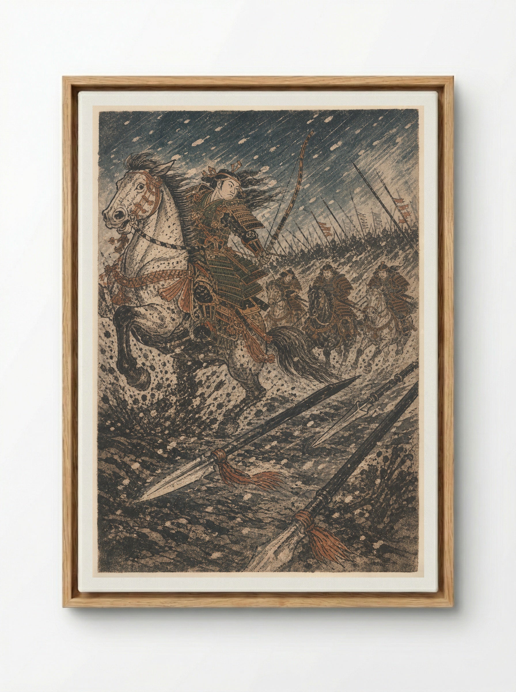 Tomoe Gozen at Awazu: The Banners Thin - Framed Canvas Wood