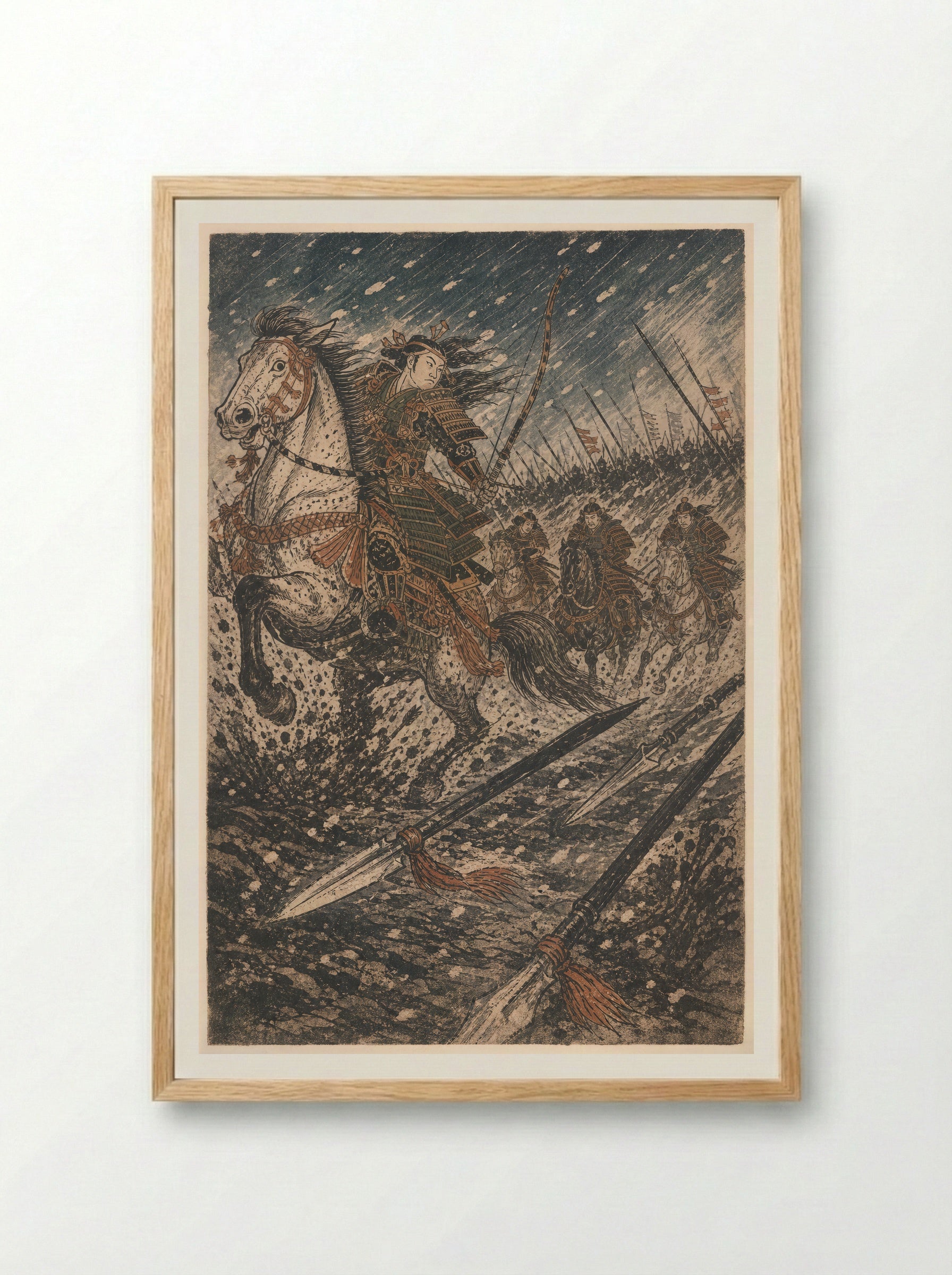 Tomoe Gozen at Awazu: The Banners Thin - Framed Print Wood