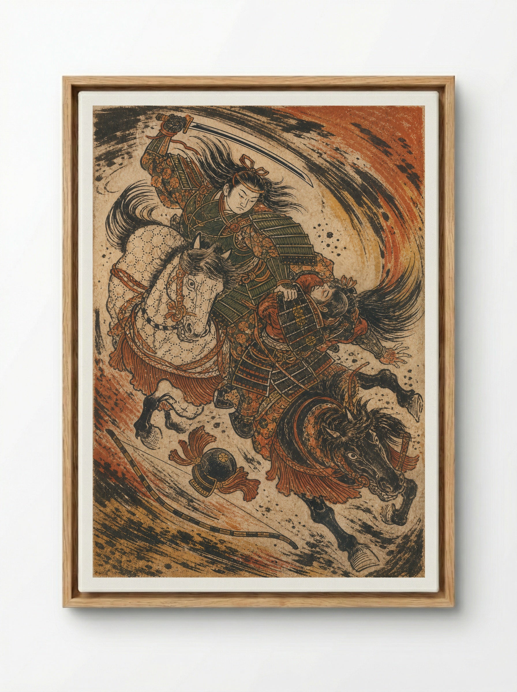 Tomoe Gozen at Awazu: The Head of Onda - Framed Canvas Wood
