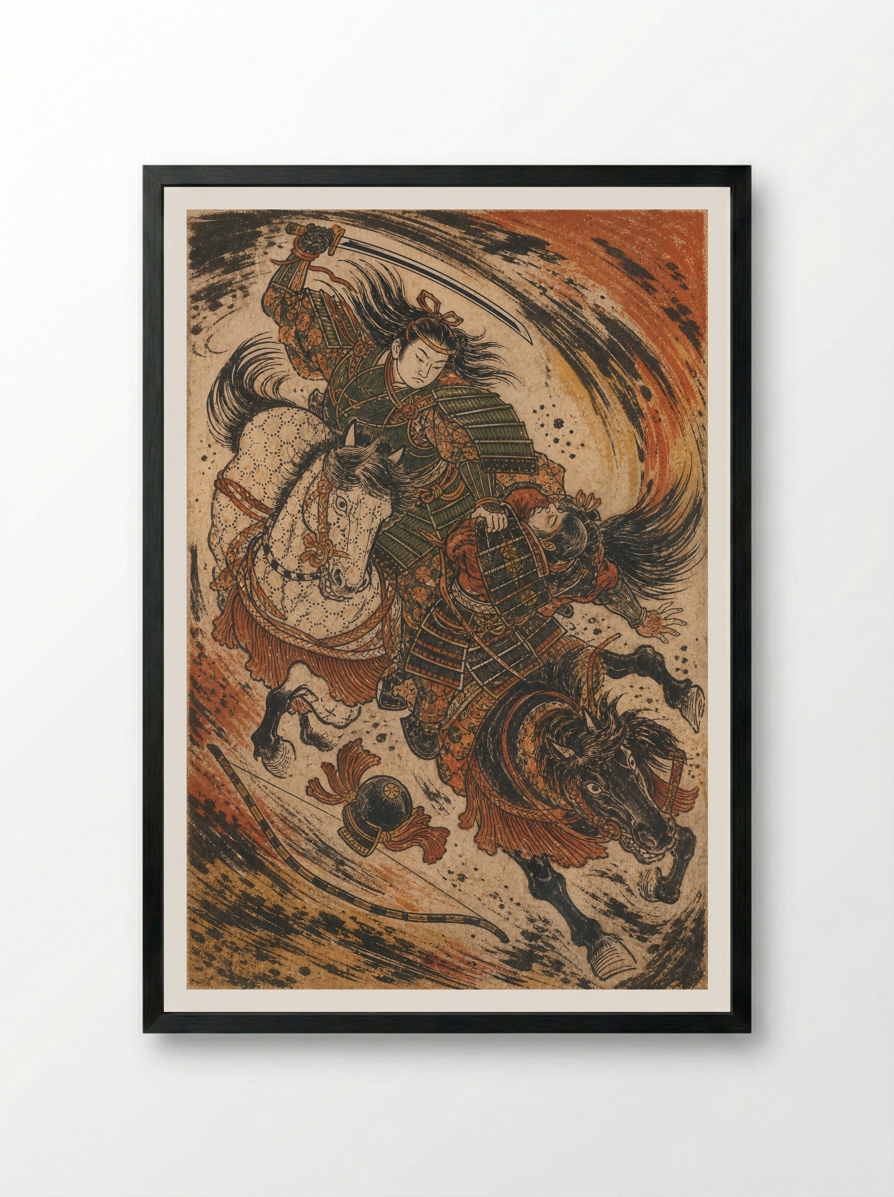 Tomoe Gozen at Awazu: The Head of Onda - Framed Print Black