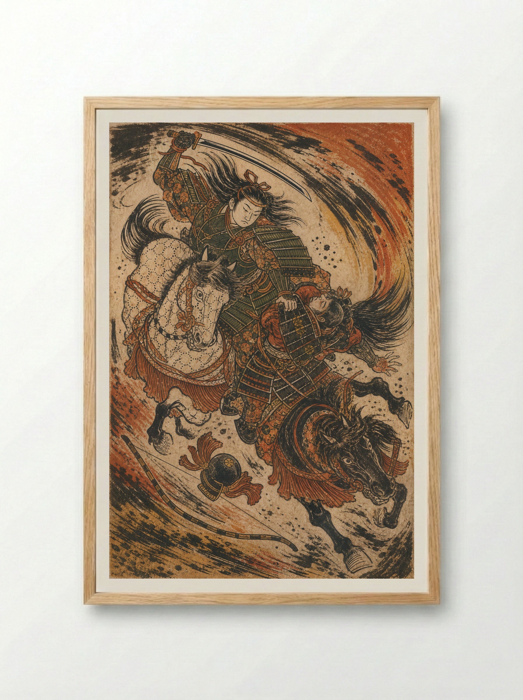 Tomoe Gozen at Awazu: The Head of Onda - Framed Print Wood