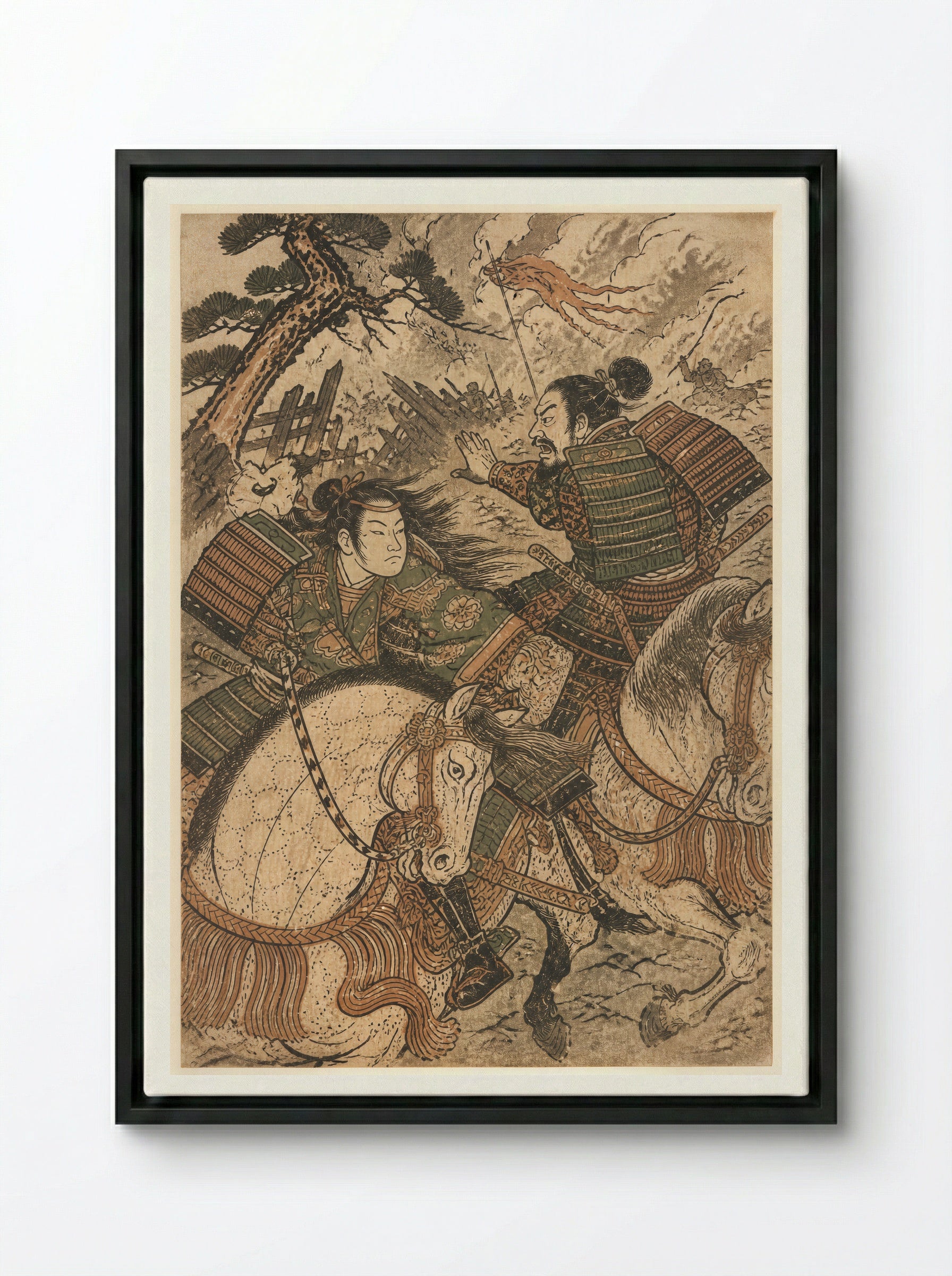 Tomoe Gozen at Awazu: The Order to Ride - Framed Canvas Black