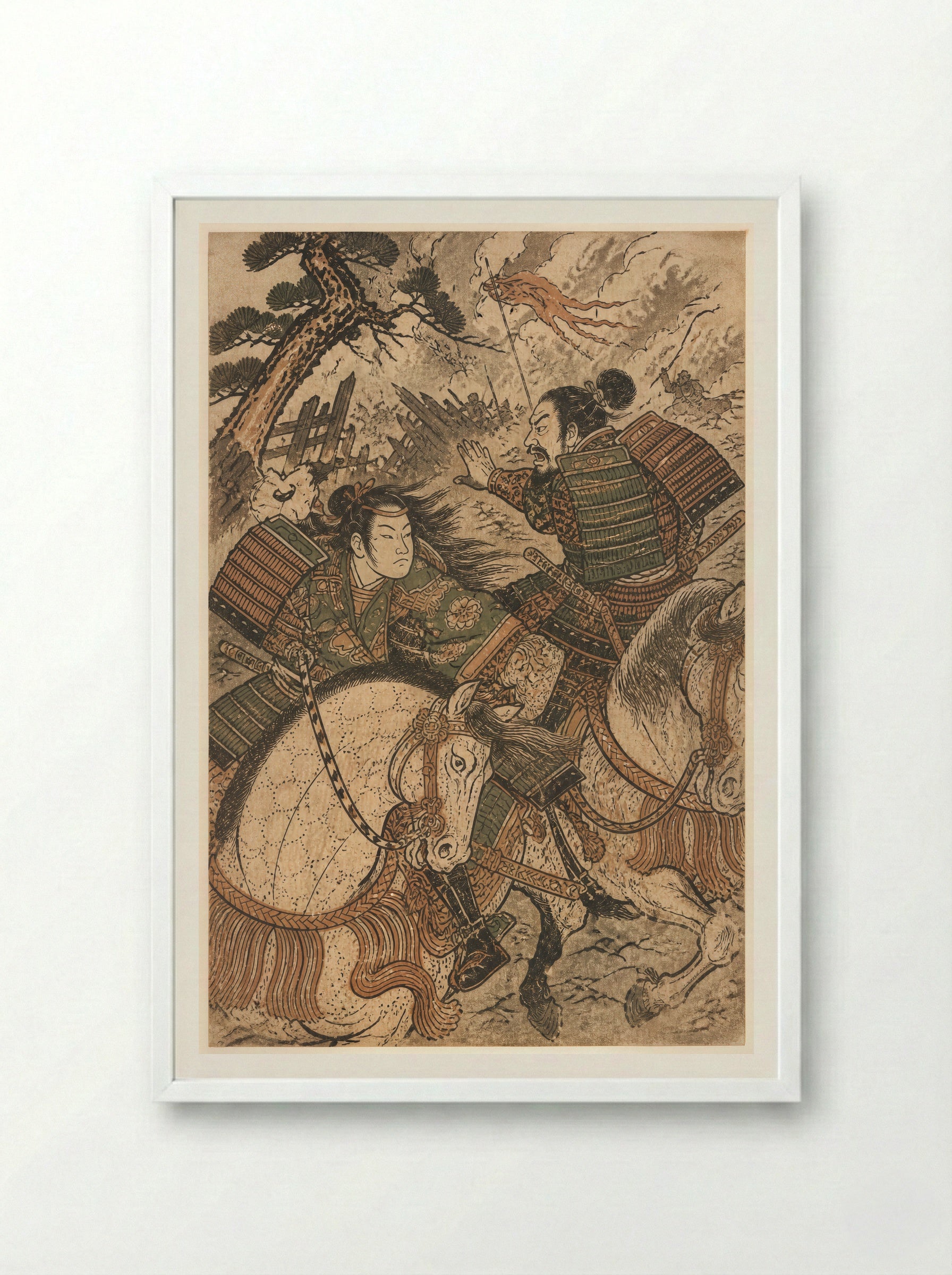Tomoe Gozen at Awazu: The Order to Ride - Framed Print White