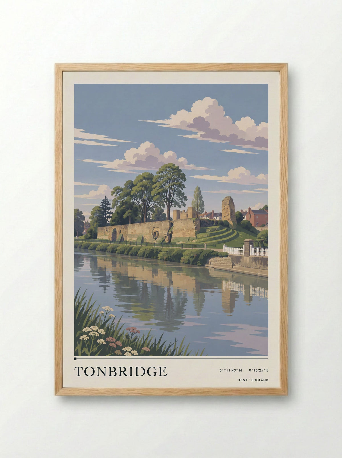 Tonbridge, Kent | Travel Poster - Framed Print Wood