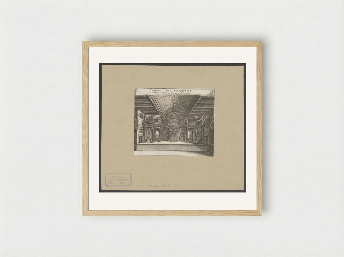 Toneel van de Amsterdamse Schouwburg aan de Keizersgracht te Amsterdam - Jan Veenhuysen - Framed Print Wood