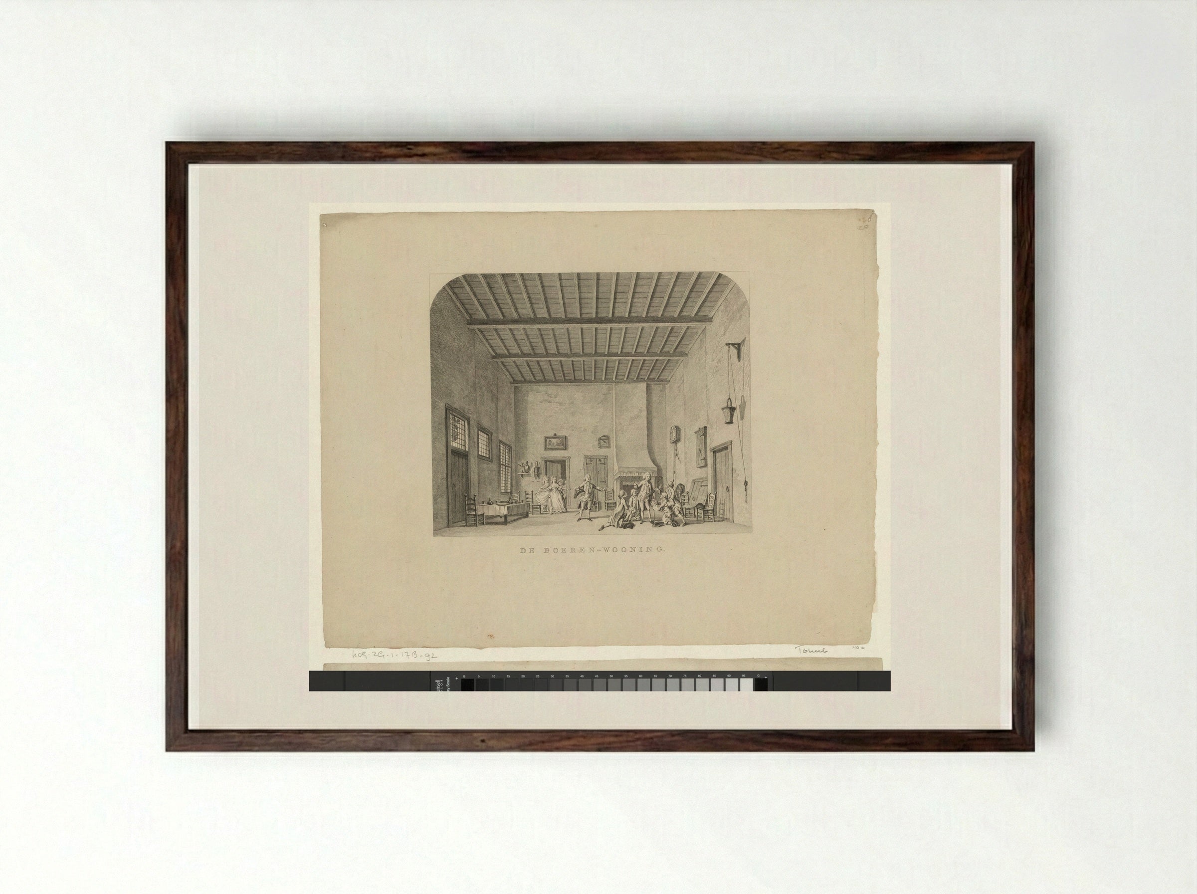 Toneeldecor: De Boeren-wooning - Cornelis Brouwer - Framed Print Dark Wood