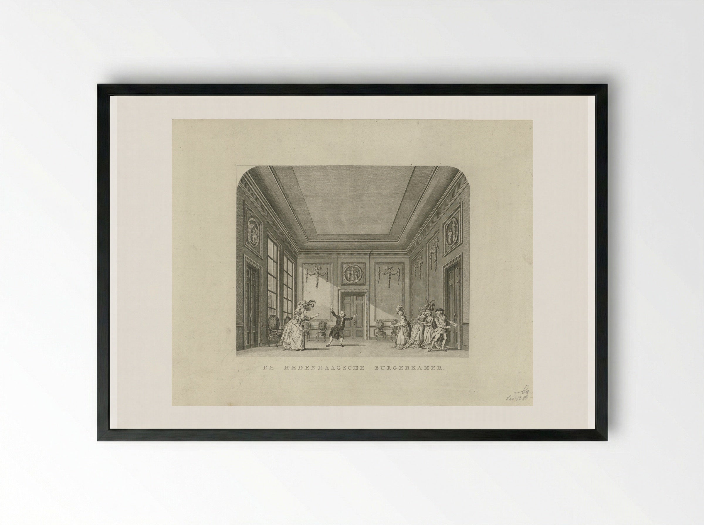 Toneeldecor: De Hedendaagsche Burgerkamer - Cornelis Brouwer - Framed Print Black