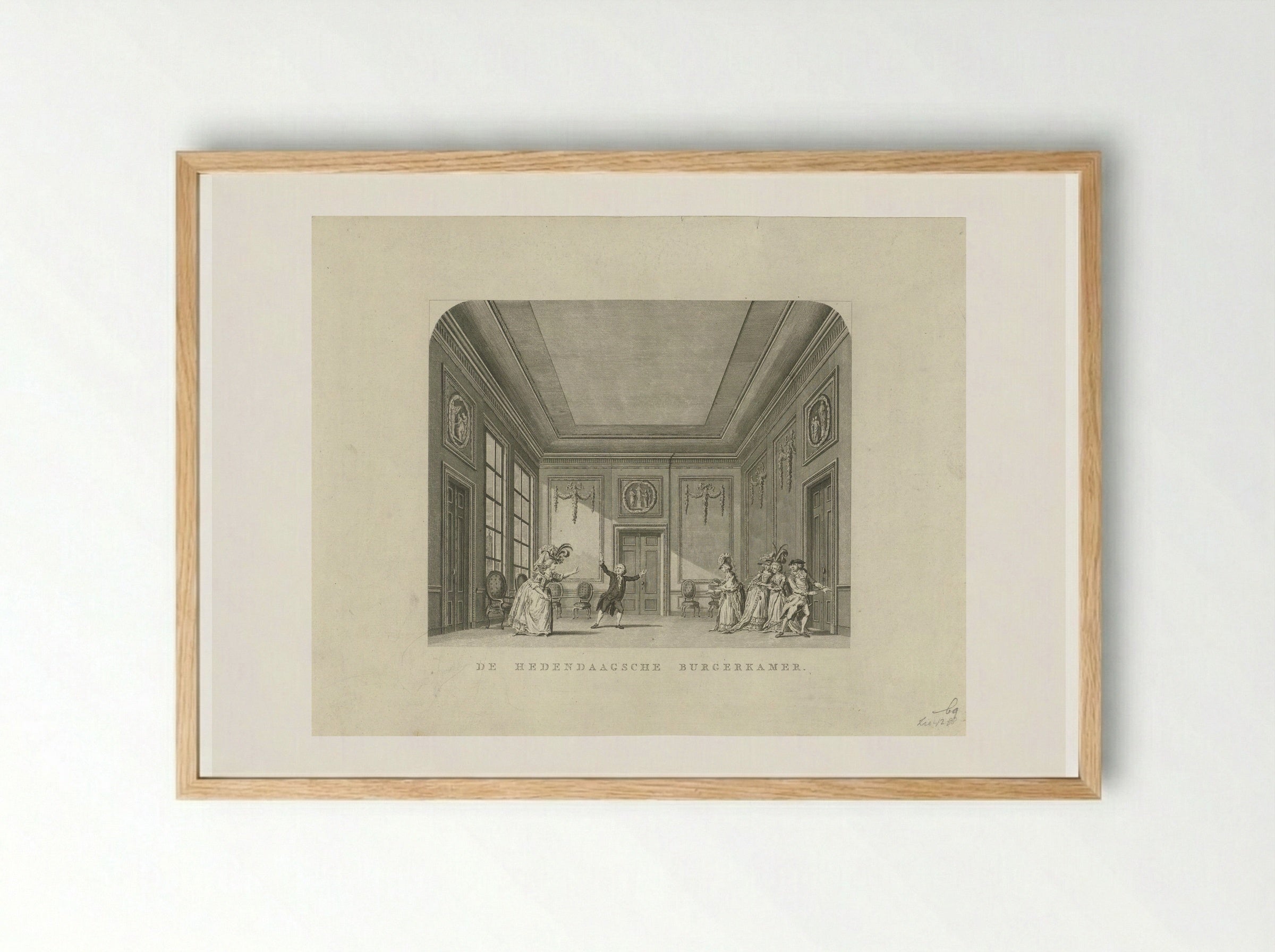 Toneeldecor: De Hedendaagsche Burgerkamer - Cornelis Brouwer - Framed Print Wood