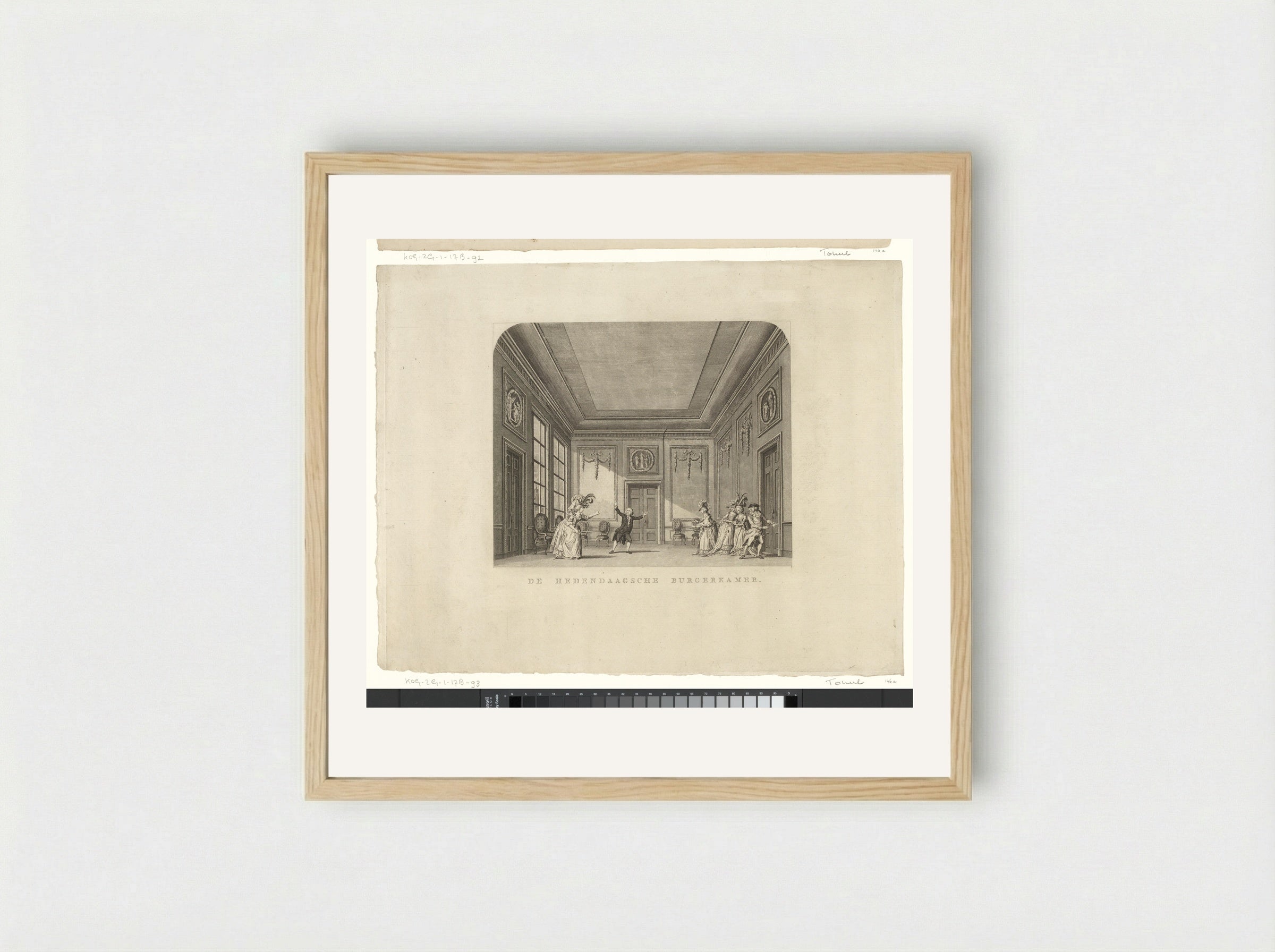 Toneeldecor: De Hedendaagsche Burgerkamer - Cornelis Brouwer - Framed Print Wood