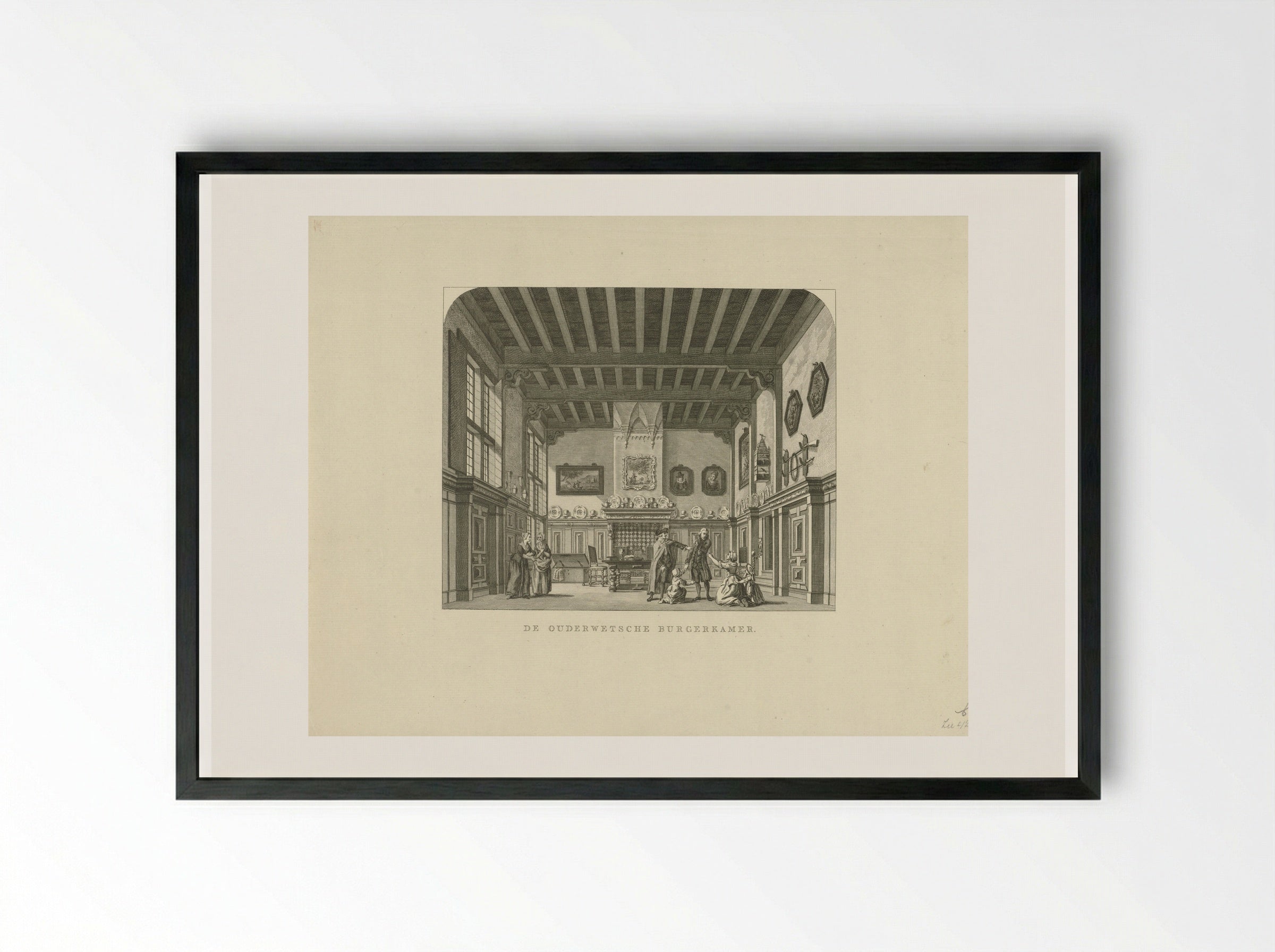 Toneeldecor: De Ouderwetsche Burgerkamer - Cornelis Brouwer - Framed Print Black