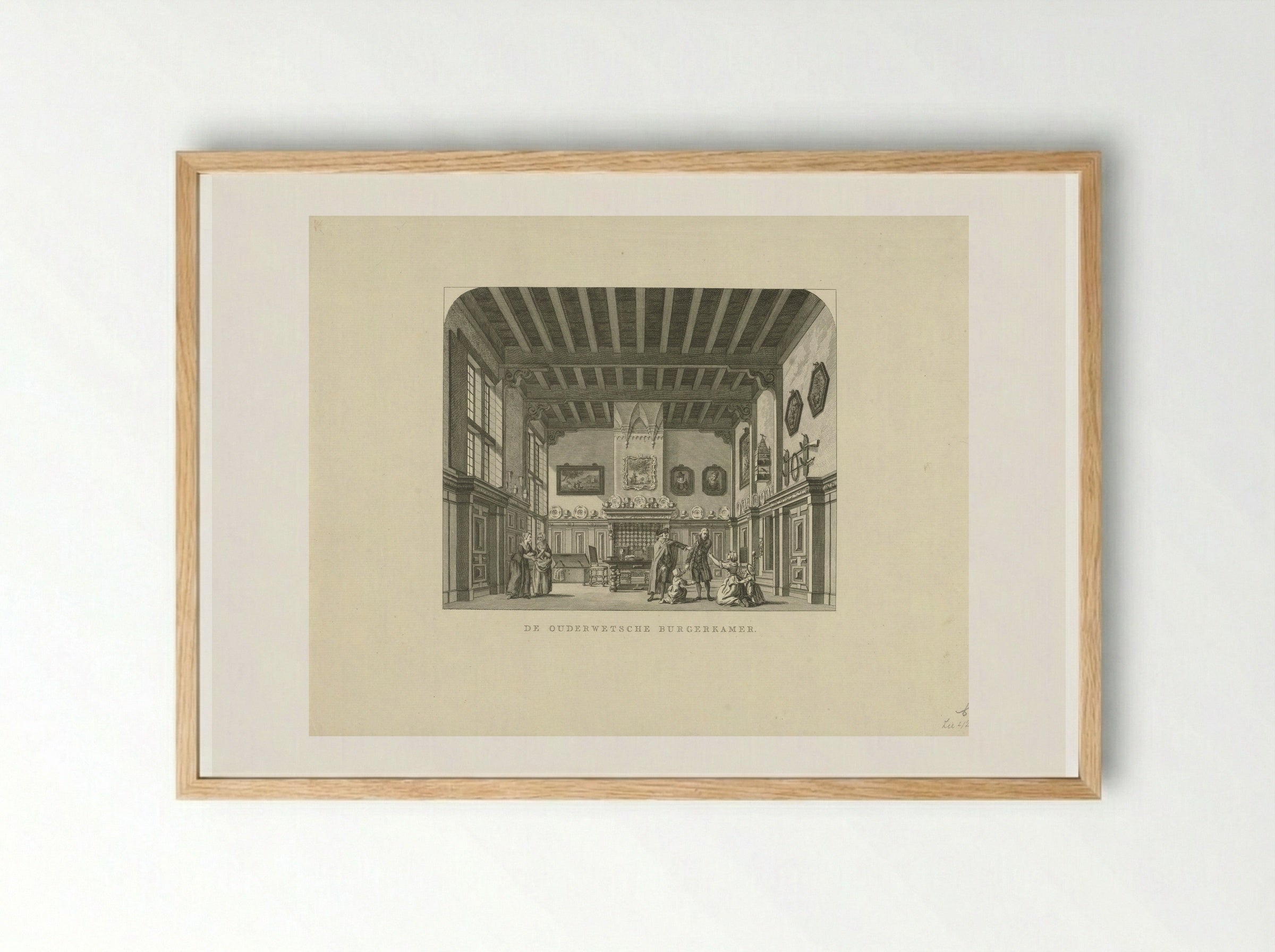 Toneeldecor: De Ouderwetsche Burgerkamer - Cornelis Brouwer - Framed Print Wood