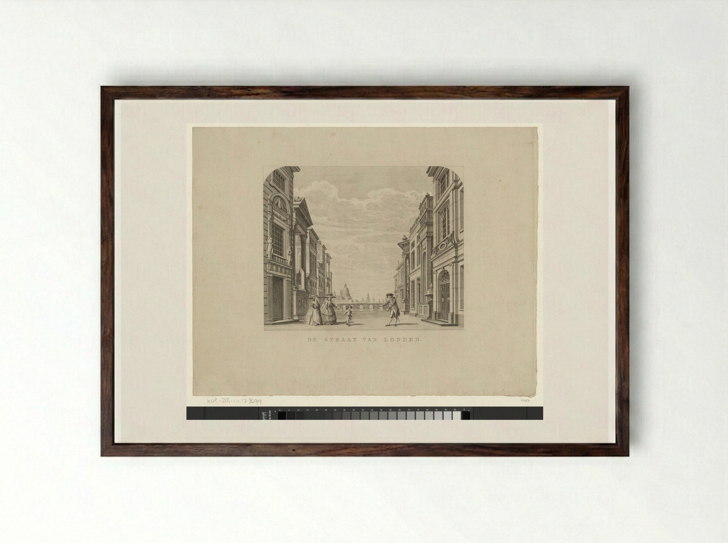 Toneeldecor: De Straat van Londen - Cornelis Brouwer - Framed Print Dark Wood