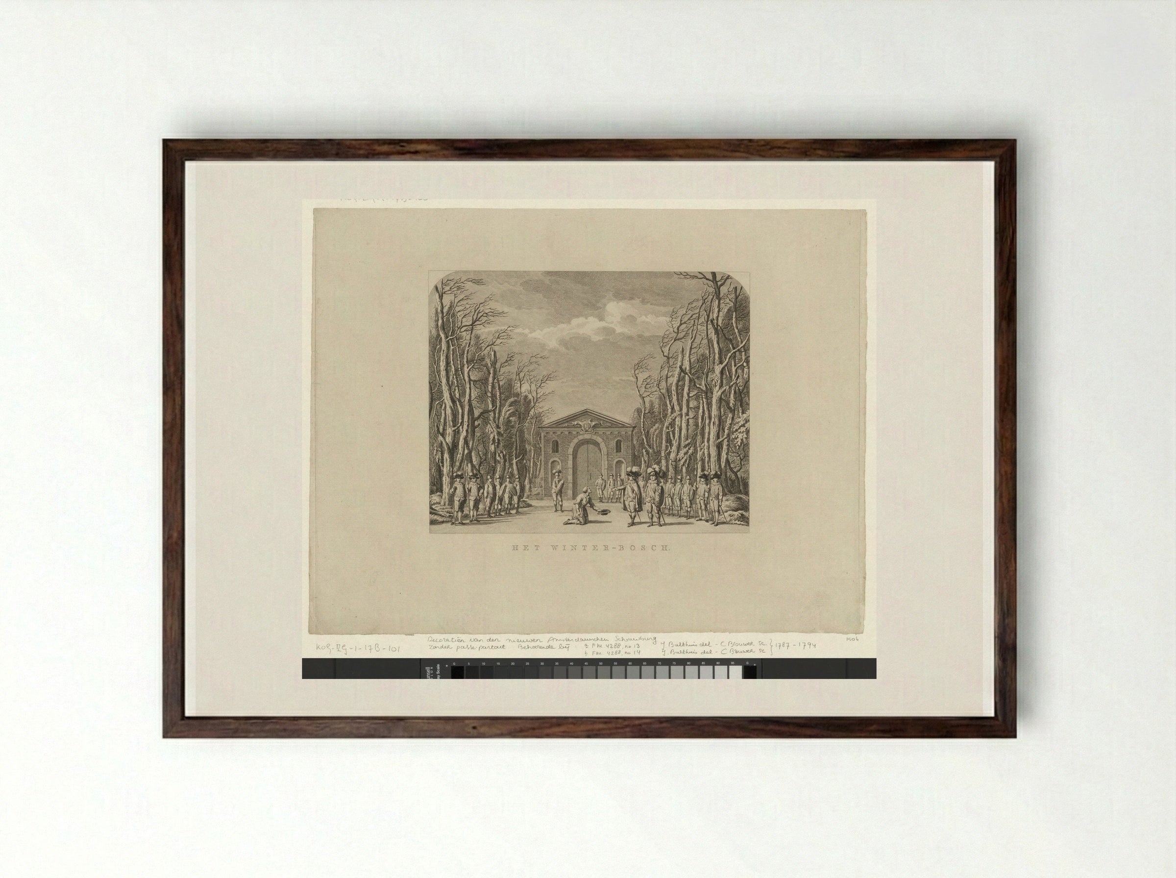 Toneeldecor: Het Winter Bosch - Cornelis Brouwer - Framed Print Dark Wood