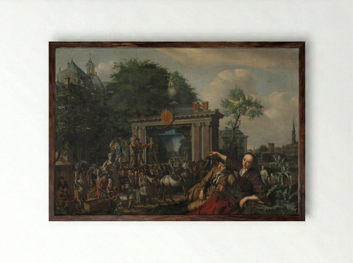 Toneelvoorstelling in de open lucht - Matthijs Naiveu - Framed Print Dark Wood