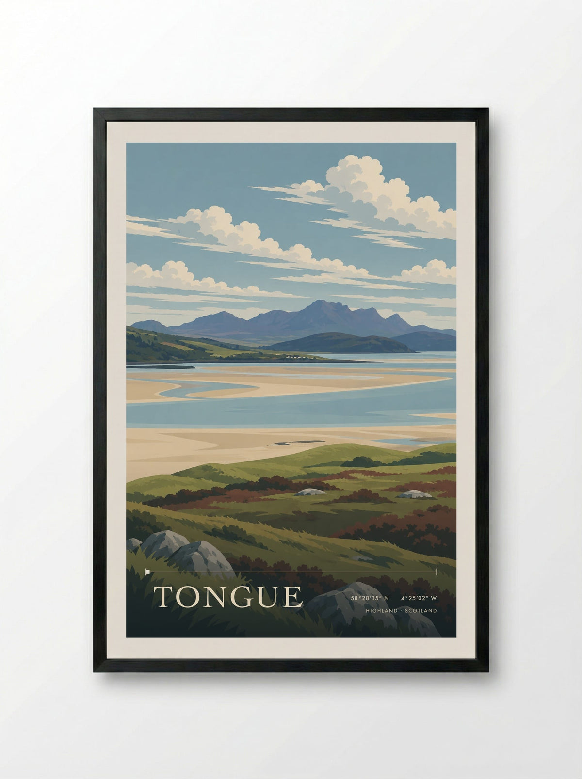 Tongue, Highland | Travel Poster - Framed Print Black