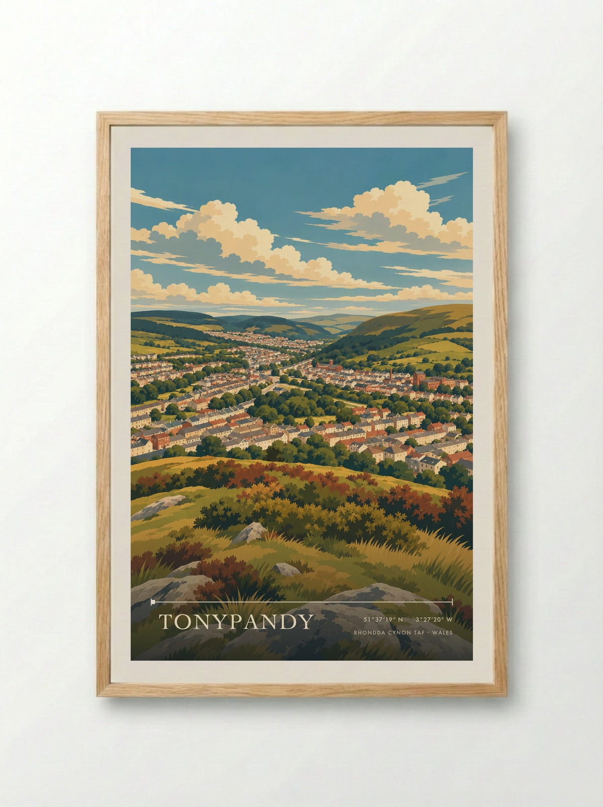 Tonypandy, Rhondda Cynon Taf | Travel Poster - Framed Print Wood
