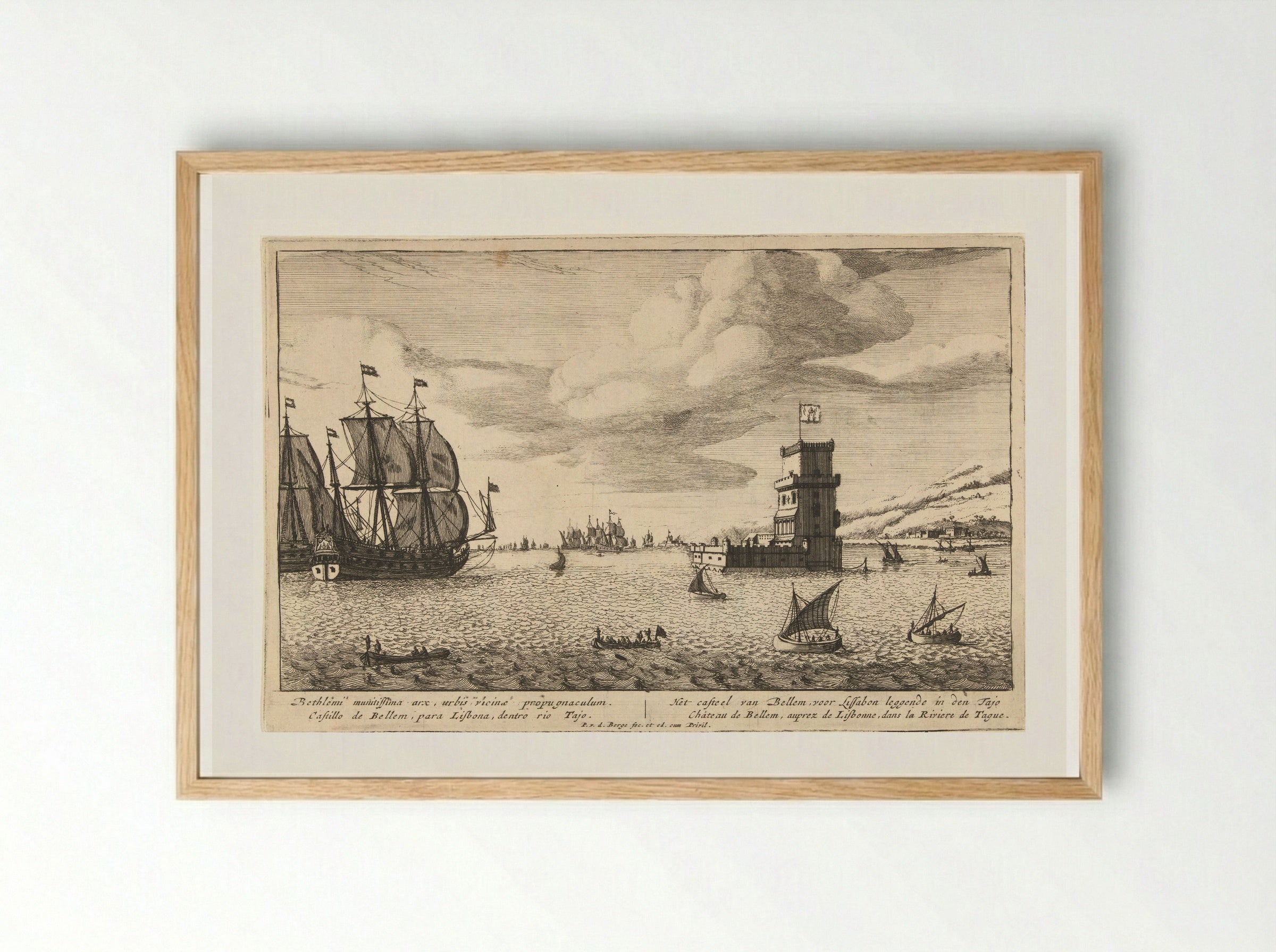 Toren van Belém in de rivier Taag gelegen - Pieter van den Berge - Framed Print Wood
