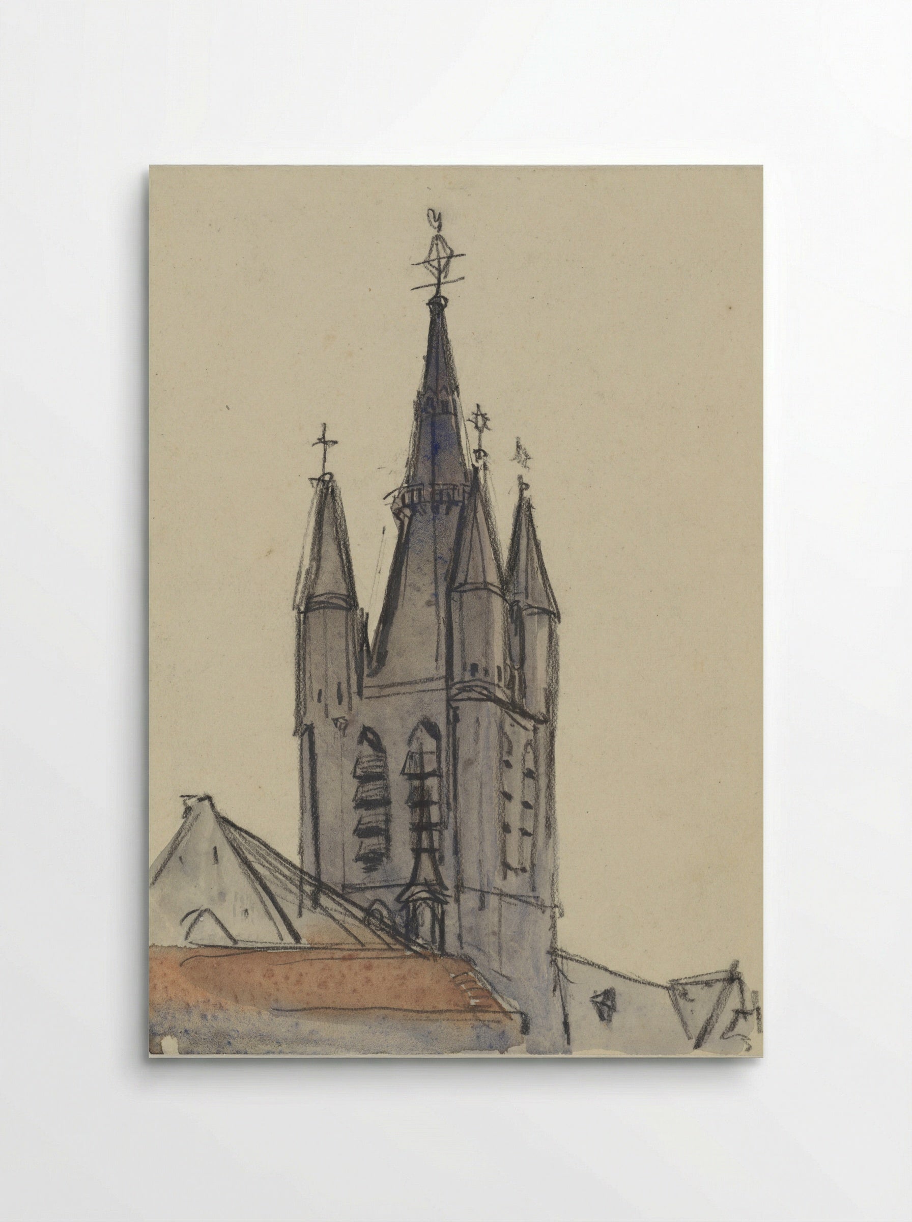 Toren van de Oude Kerk te Delft - Adolf le Comte - Poster