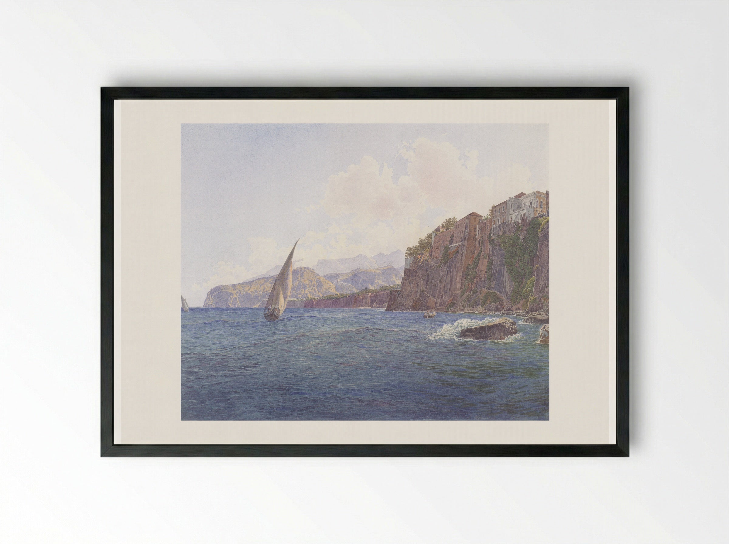 Torquato Tassos Vaterhaus in Sorrent bei Neapel - Rudolf von Alt - Framed Print Black