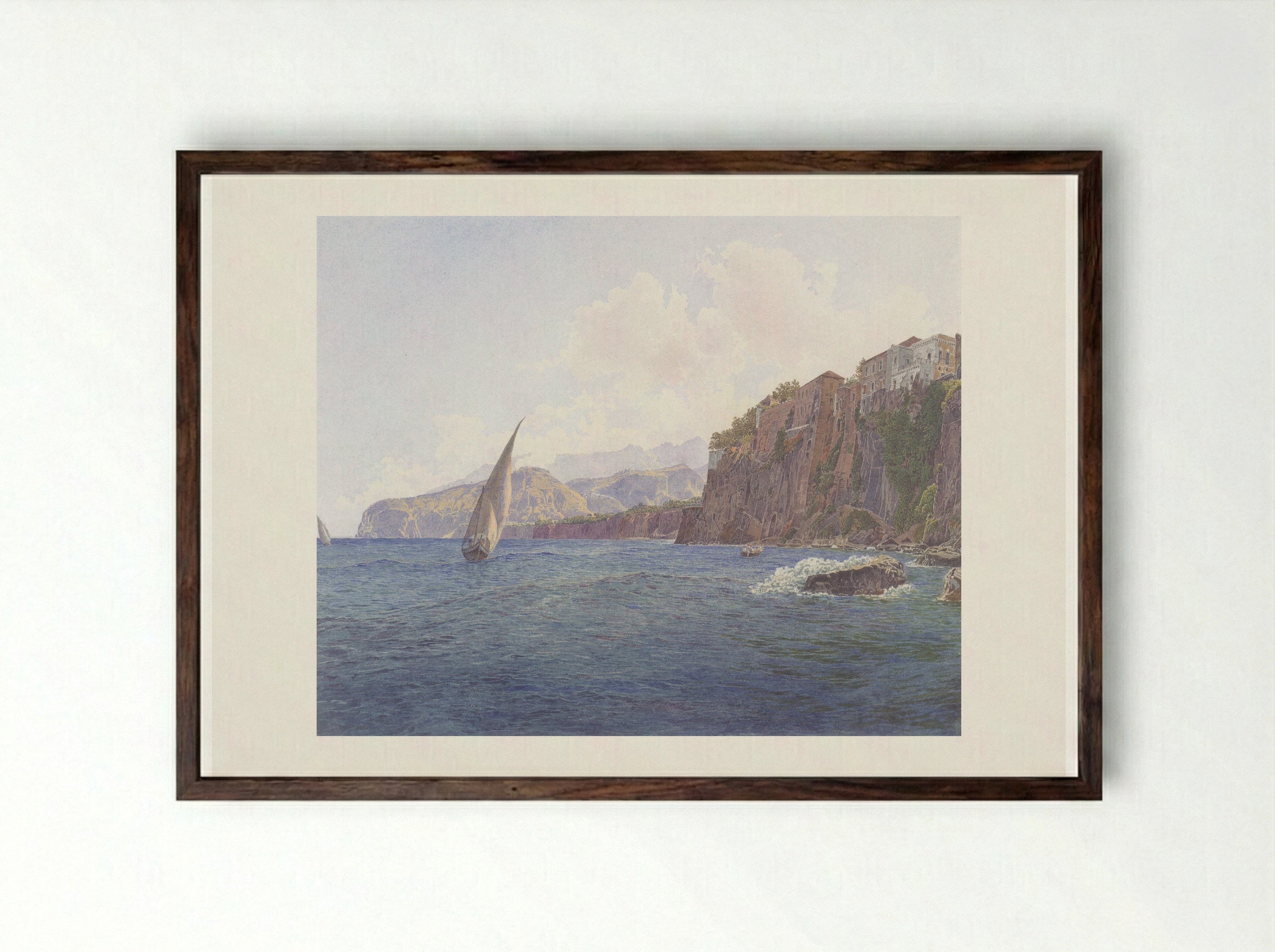 Torquato Tassos Vaterhaus in Sorrent bei Neapel - Rudolf von Alt - Framed Print Dark Wood
