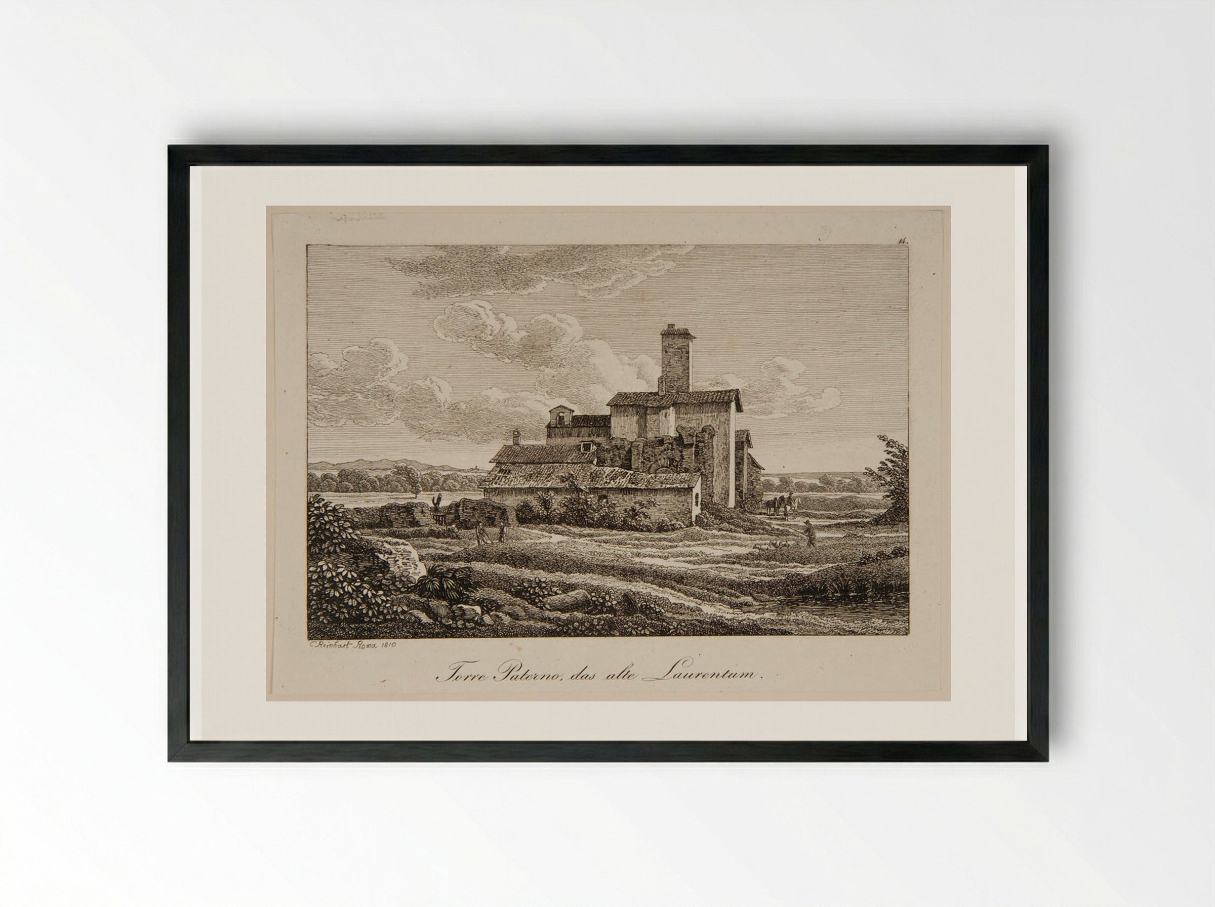 Torre Paterno, the Ancient Laurentum - Johann Christian Reinhart - Framed Print Black
