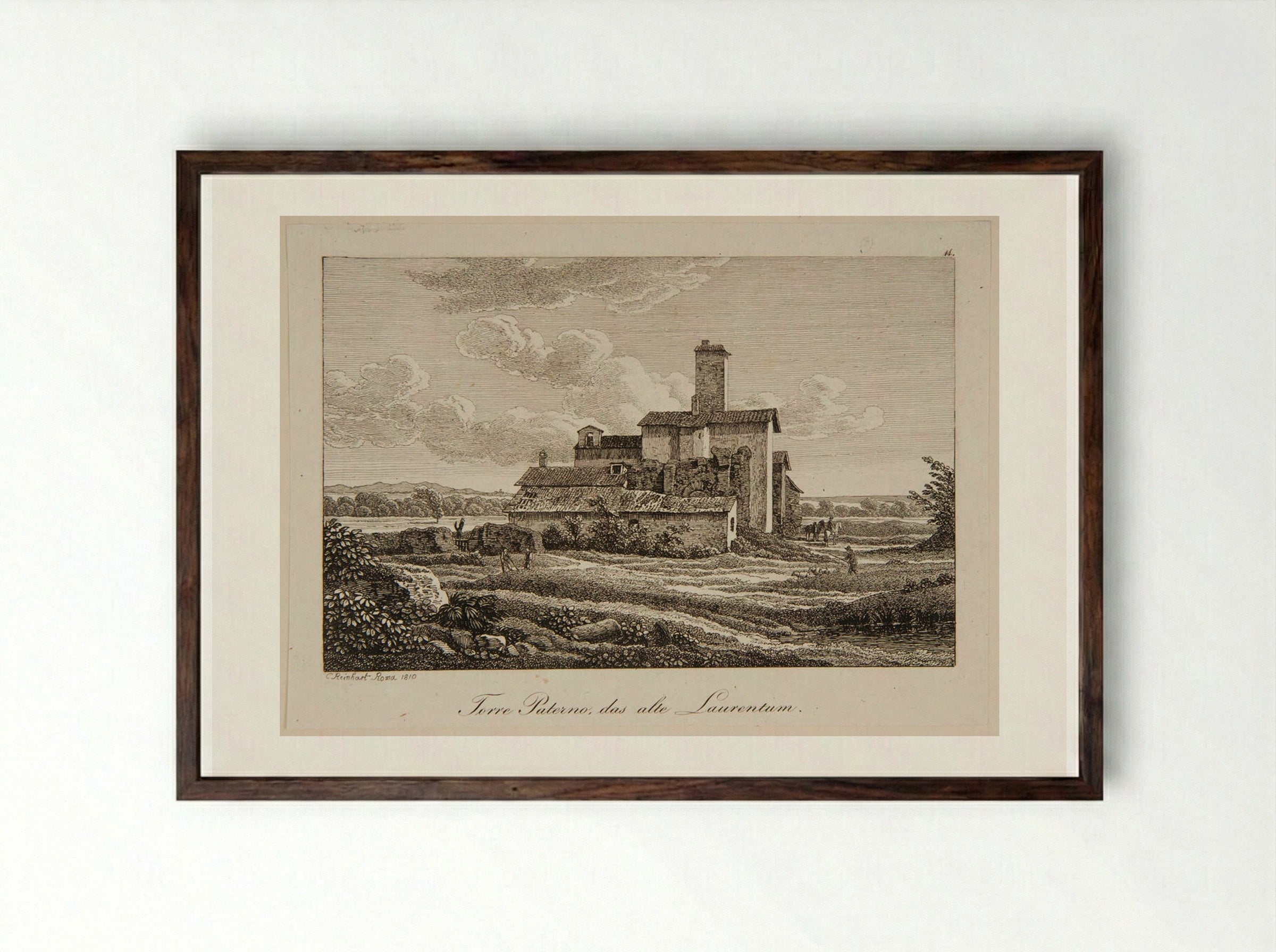 Torre Paterno, the Ancient Laurentum - Johann Christian Reinhart - Framed Print Dark Wood