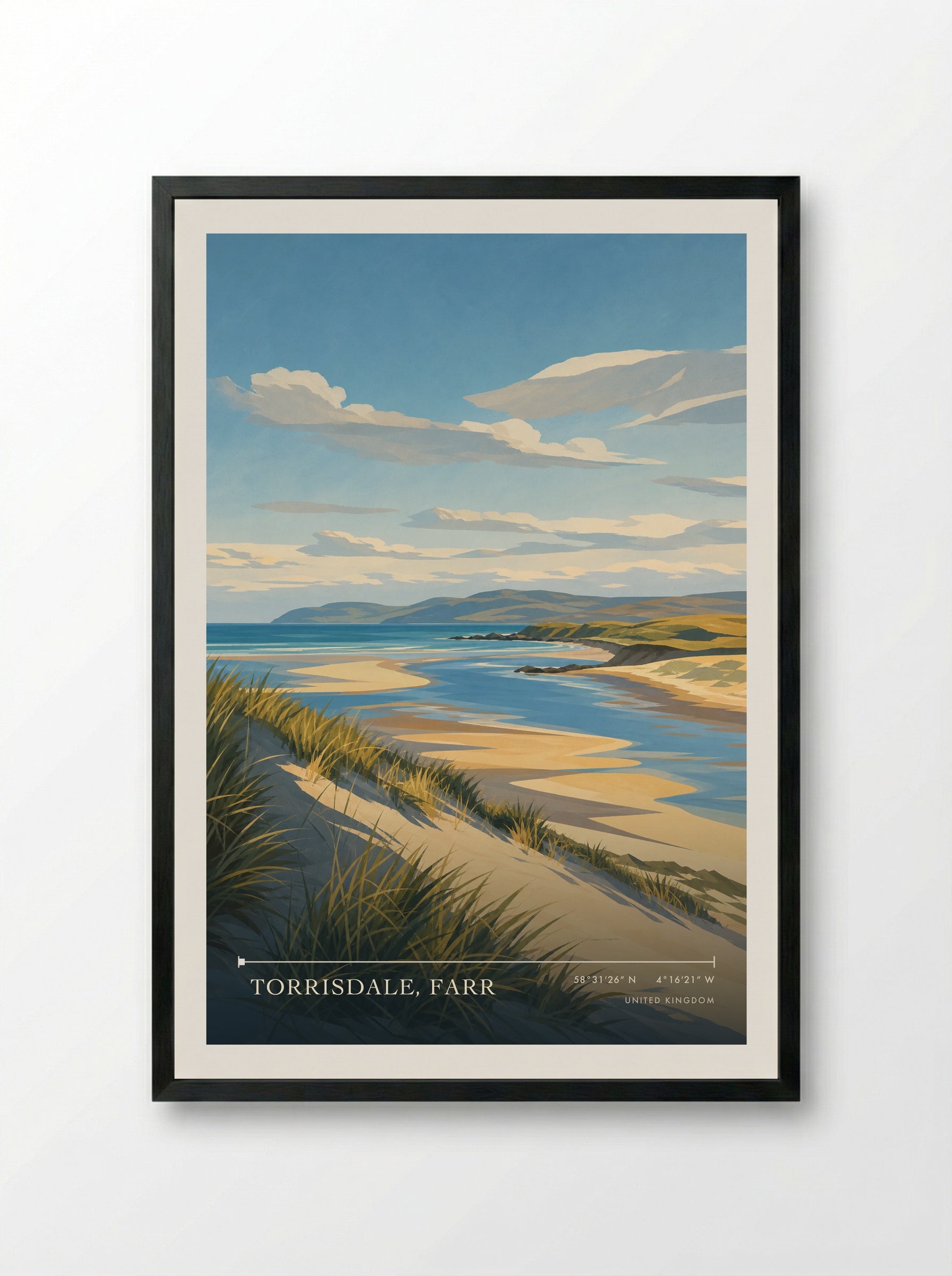 Torrisdale, Farr United Kingdom Travel Poster - Framed Print Black