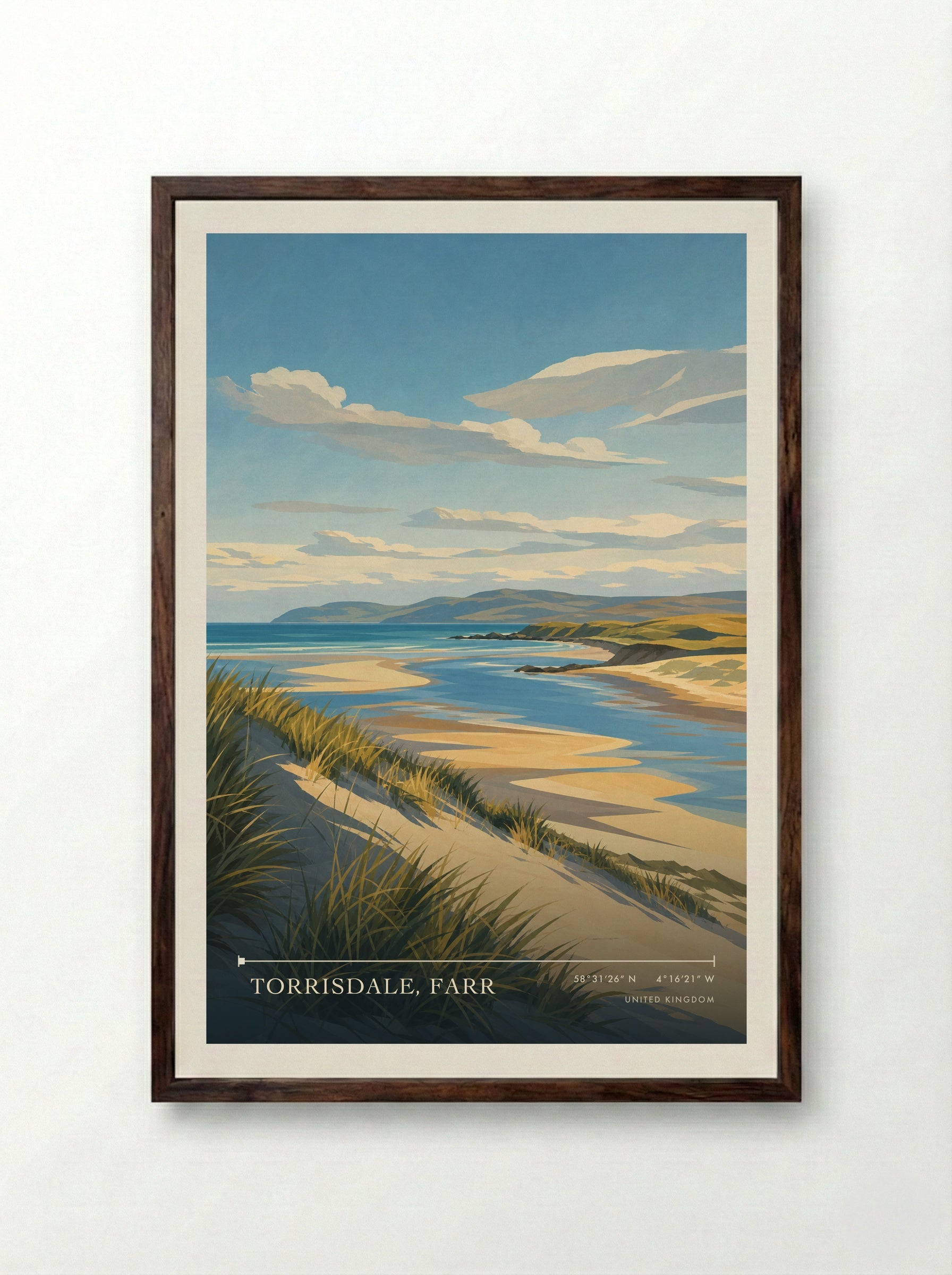 Torrisdale, Farr United Kingdom Travel Poster - Framed Print Dark Wood