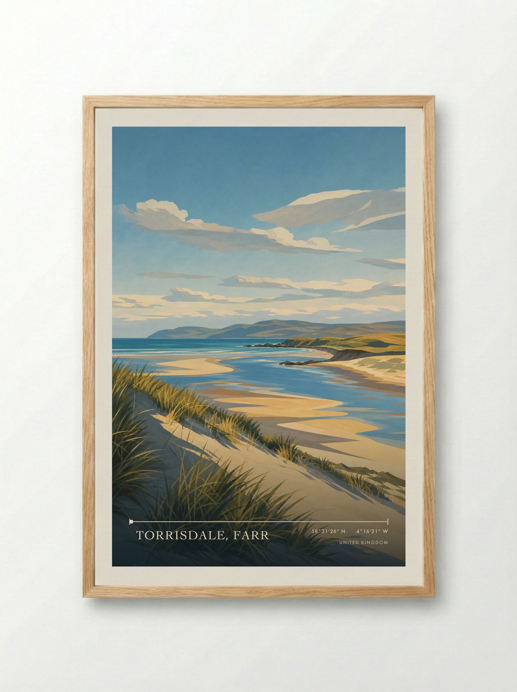 Torrisdale, Farr United Kingdom Travel Poster - Framed Print Wood