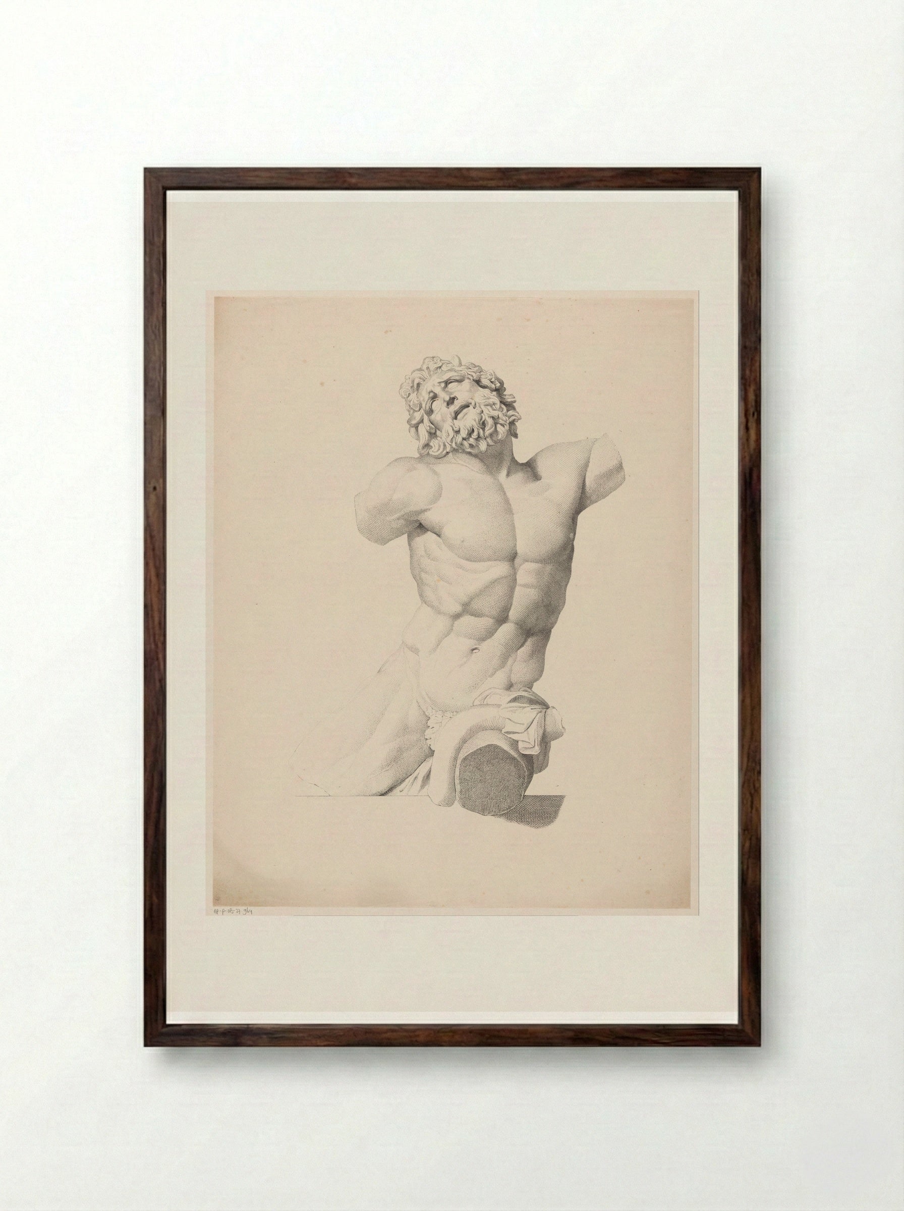 Torso van de Laocoön - Jean Augustin Daiwaille - Framed Print Dark Wood