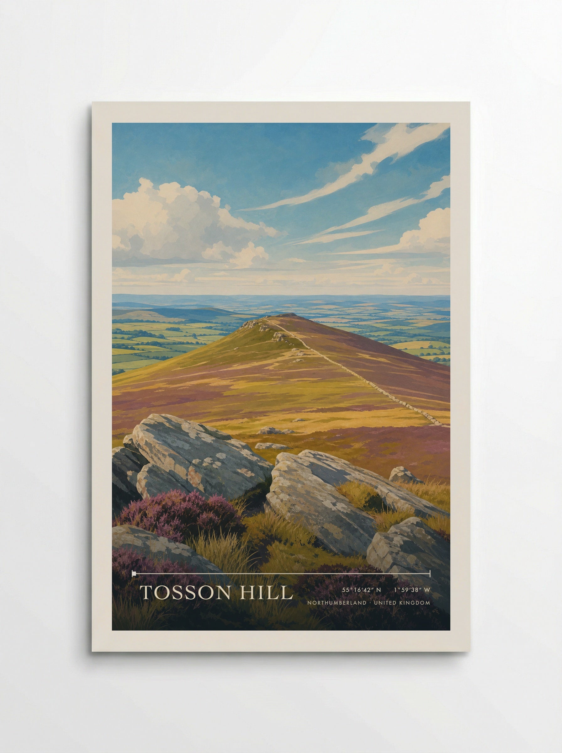 Tosson Hill Northumberland United Kingdom Travel Poster - Poster