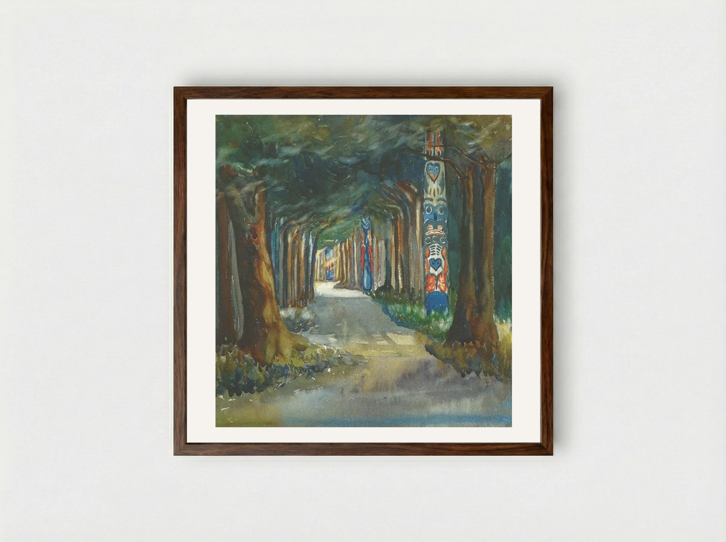 Totem Walk at Sitka - Emily Carr - Framed Print Dark Wood
