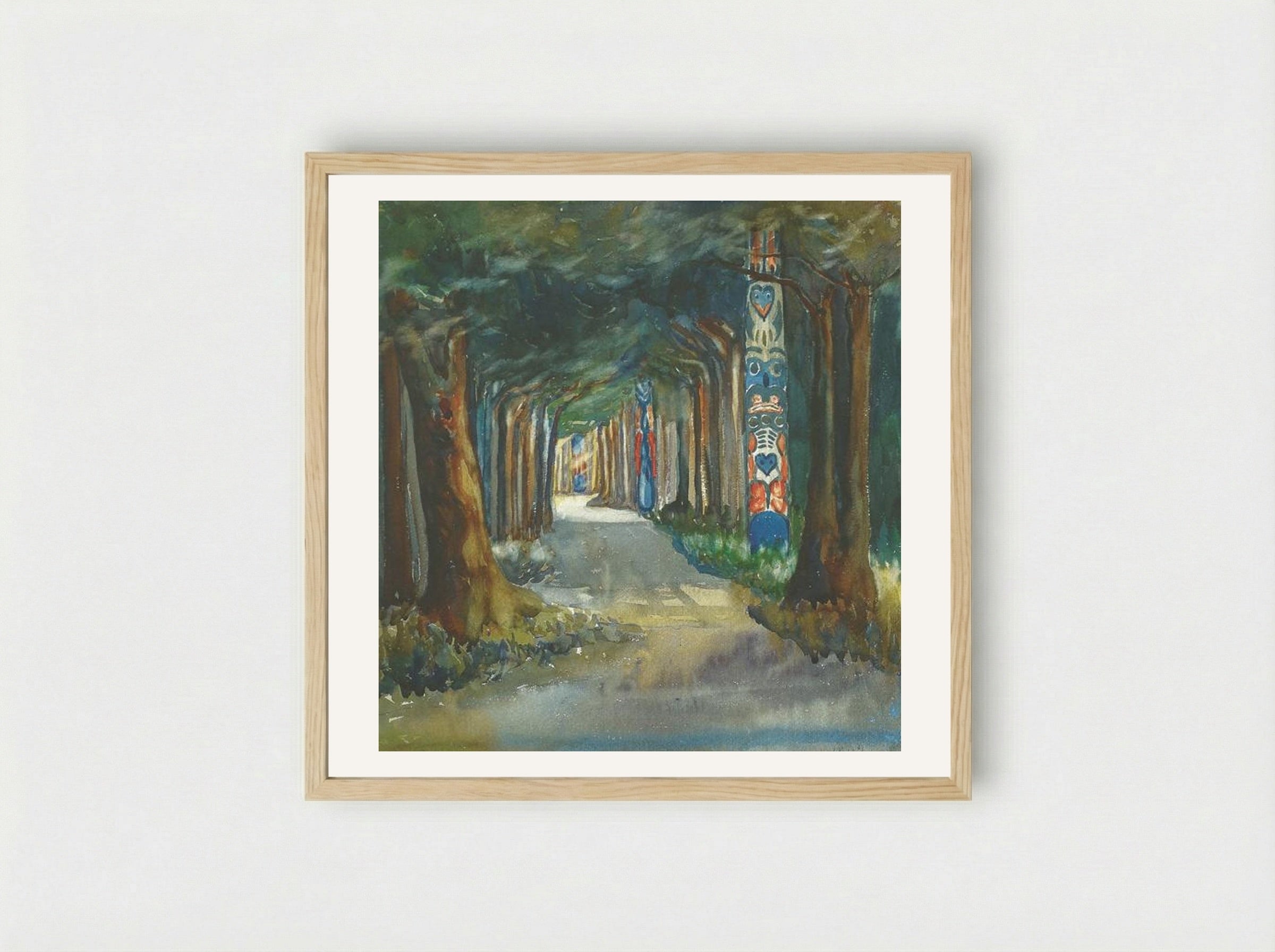 Totem Walk at Sitka - Emily Carr - Framed Print Wood