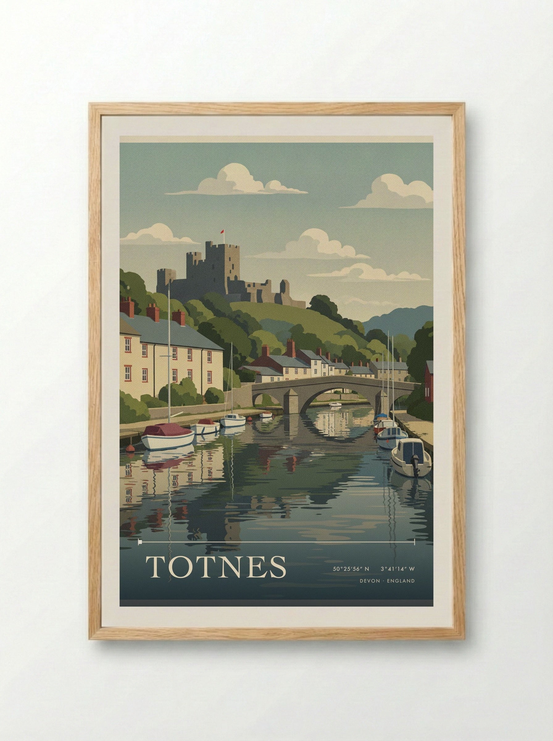 Totnes Devon England Travel Poster - Framed Print Wood